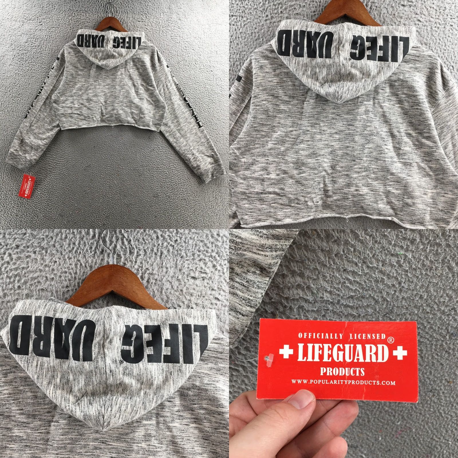 Vintage Lifeguard Hoodie Womens Large Gray Heather Cropped Pullover Graphic Pop Surf Shirt Size L / US 10 / IT 46 - 8 Thumbnail