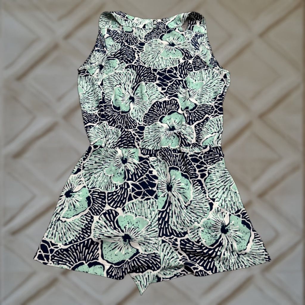 Bcbgmaxazria BCBGMAXAZRIA Romper Women's Large Mint Green Black Halter Floral Bohemian Strappy Sleeve Knit Size 36" / US 14 / IT 50 - 1 Thumbnail