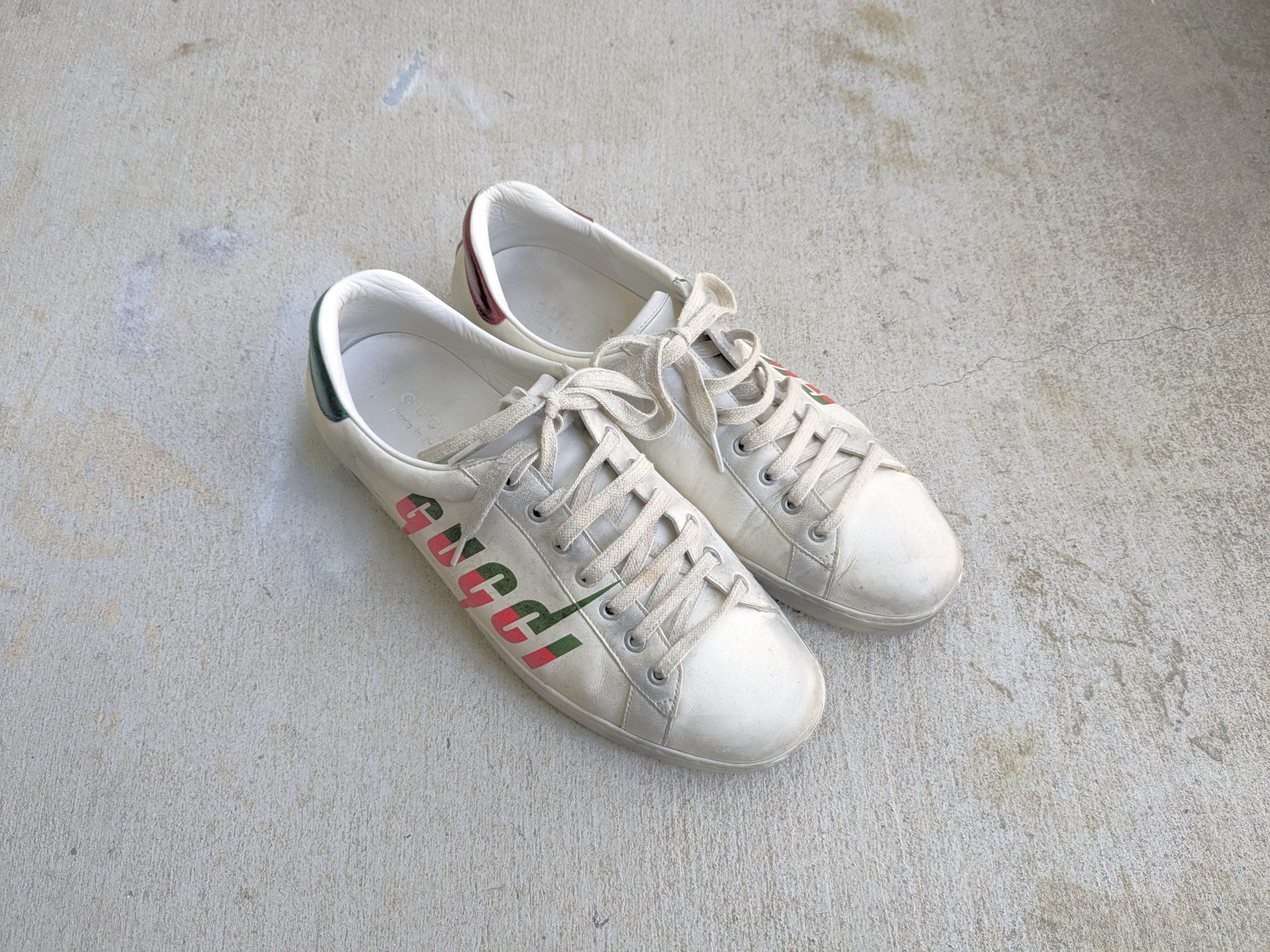 Gucci Gucci Ace Sneakers White 11 Distressed Low Tops Leather Size US 11 / EU 44 - 2 Thumbnail