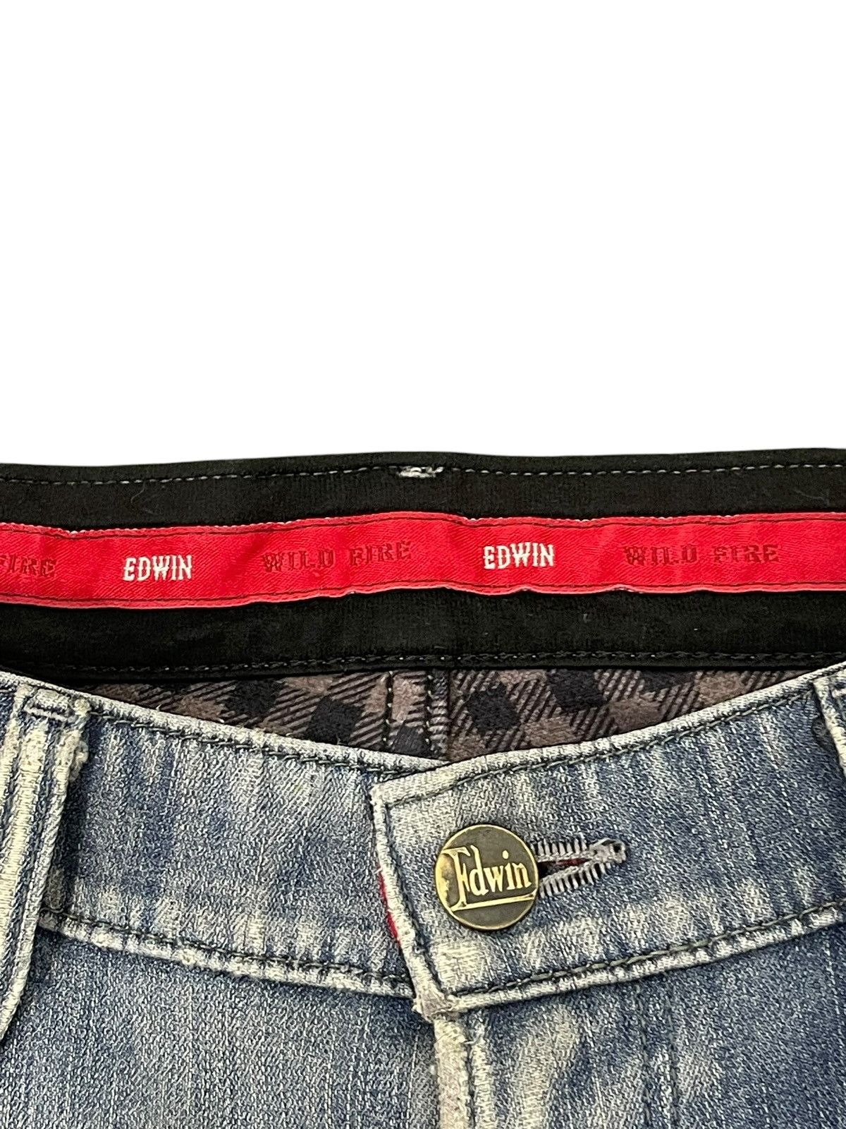 Japanese Brand Distress Slim Jeans Edwin Japan Double Layer Stretch 2🟦 Size US 35 - 8 Thumbnail