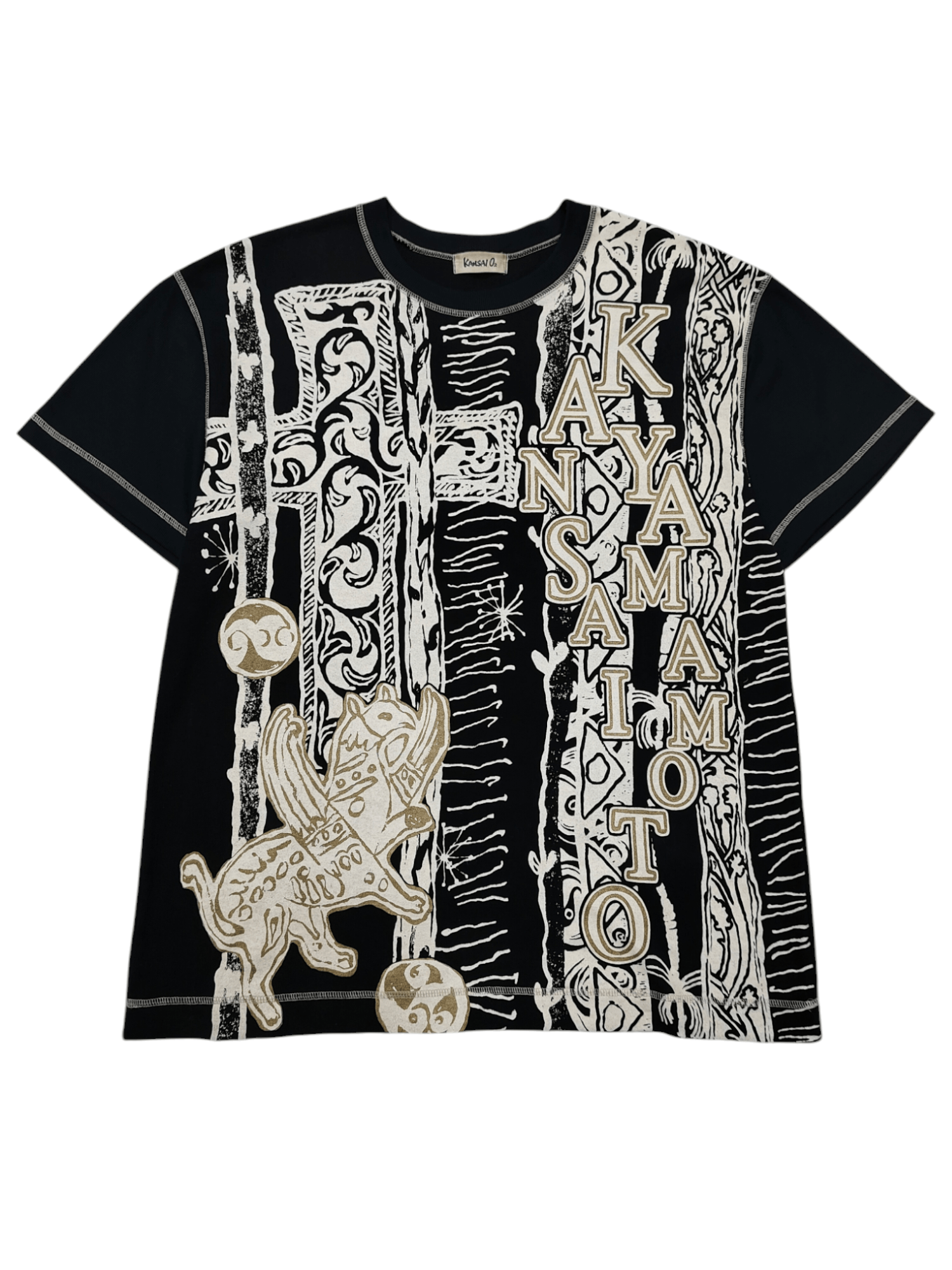 Kansai Yamamoto DOPE🔥Vtg Kansai O2 Unicorn Art Gold Print Tshirt Size US L / EU 52-54 / 3 - 1 Thumbnail