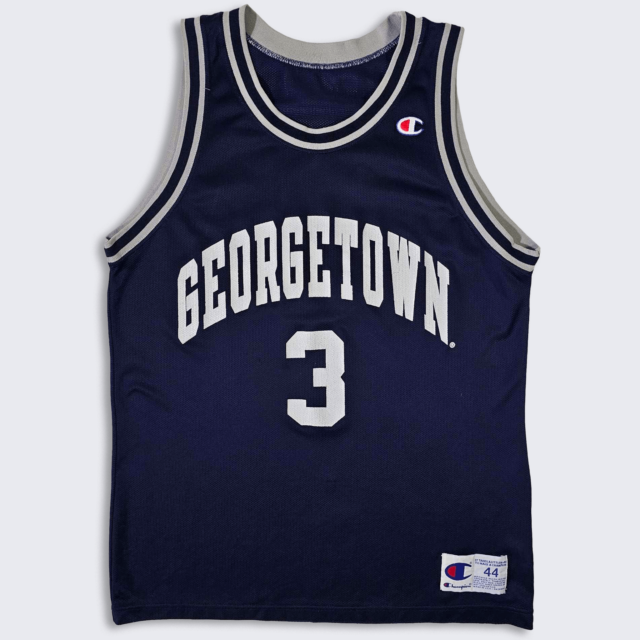 image of Georgetown Hoyas Vintage 90's Champion Basketball Jersey in Navy White, Men's (Size Large)