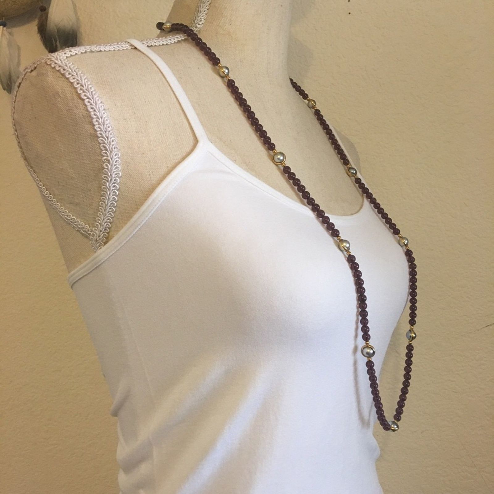 Vintage Vintage Avon faux amethyst and swivel pearl bead necklace Size ONE SIZE - 3 Thumbnail