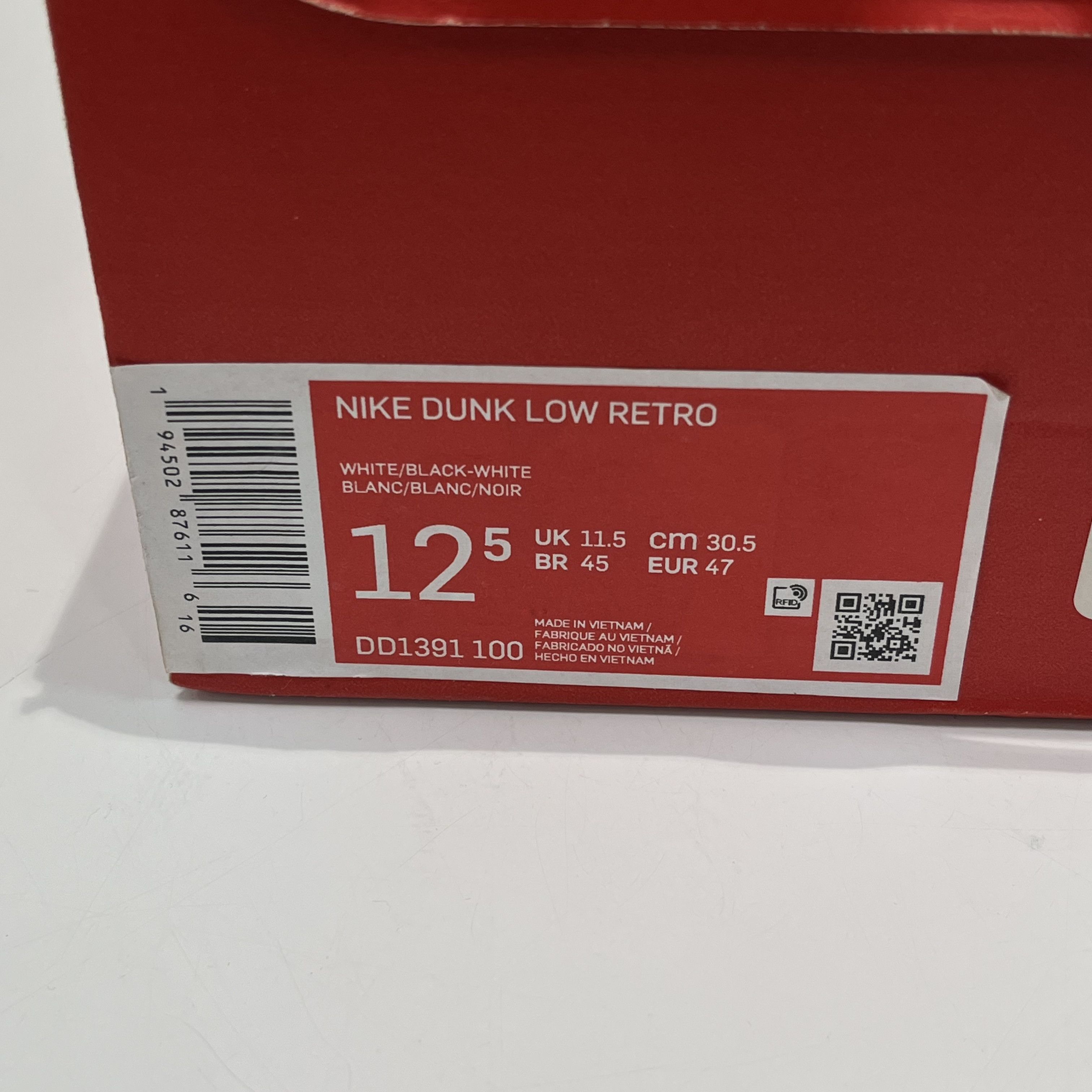 Nike Nike Dunk Low Retro White Black 2021 Size US 12.5 / EU 45-46 - 8 Thumbnail
