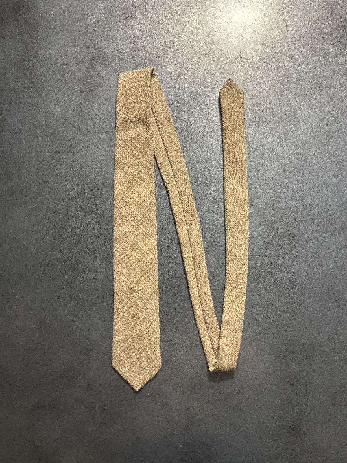 Vintage Brown Vintage Tie Plain Textured Rough Rayon Polyester Size ONE SIZE - 2 Thumbnail
