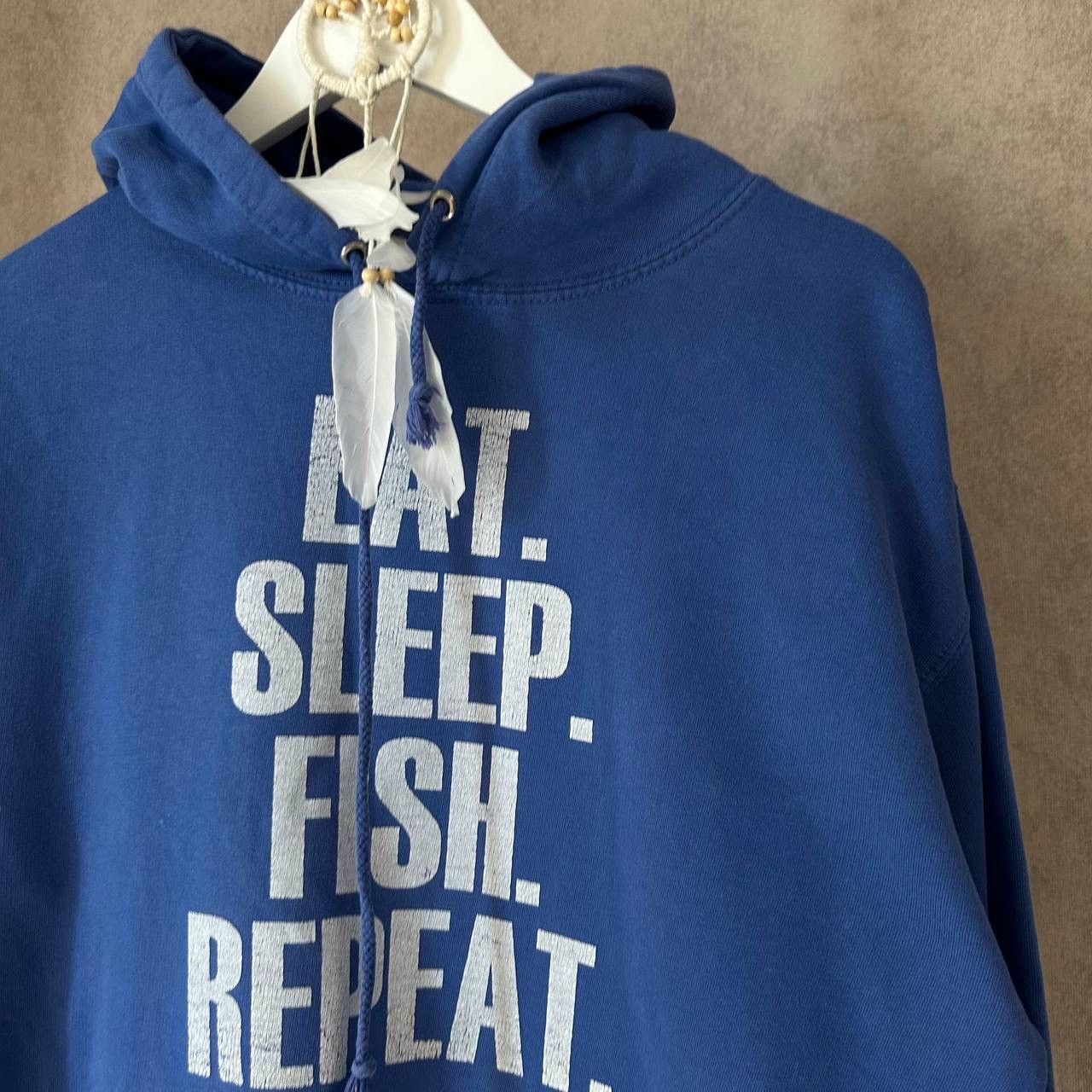 Japanese Brand × Vintage Vintage Adult “Eat.Sleep.Fish.Repeat.” Hoodie big logo joke Size US M / EU 48-50 / 2 - 4 Thumbnail