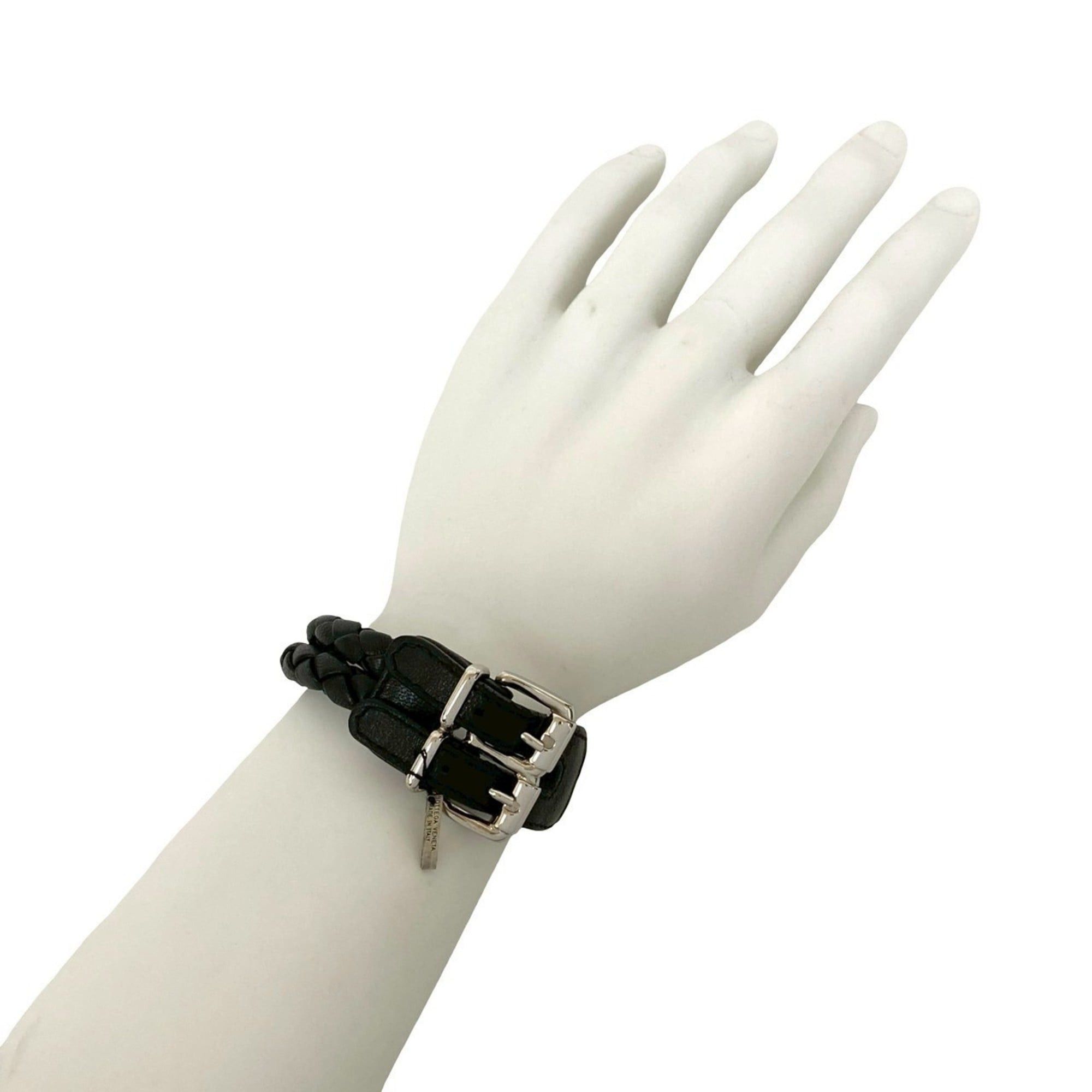 Bottega Veneta BOTTEGA VENETA Intrecciato Leather Bracelet/Bangle in Black 92235 Size ONE SIZE - 1 Thumbnail