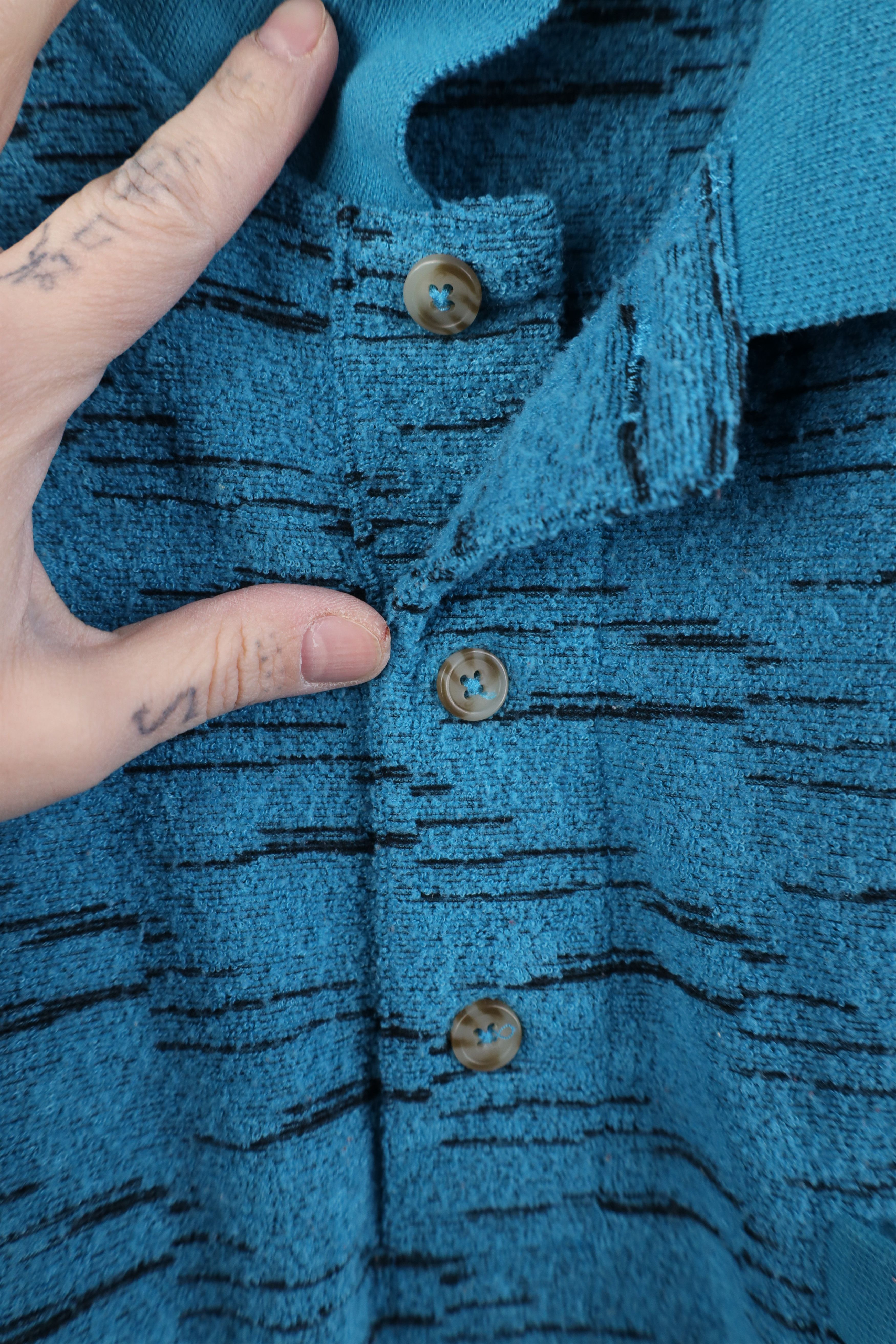 Vintage Vintage 90s Streetwear Fleck Fleece Collared Sweatshirt Blue Size US XL / EU 56 / 4 - 6 Thumbnail