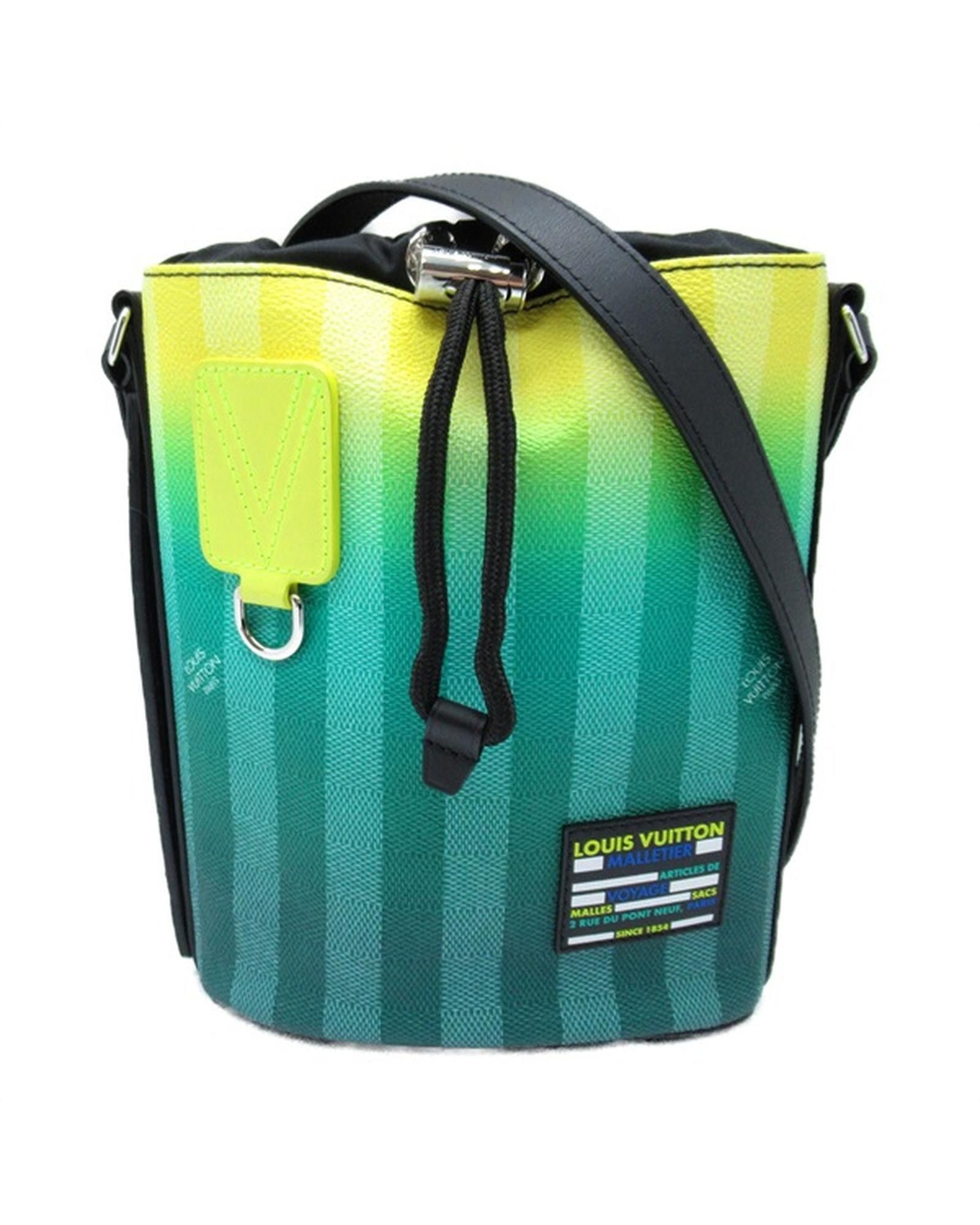 image of Louis Vuitton Green Damier Stripe Sac Marin Bag In Excellent Condition, Men's