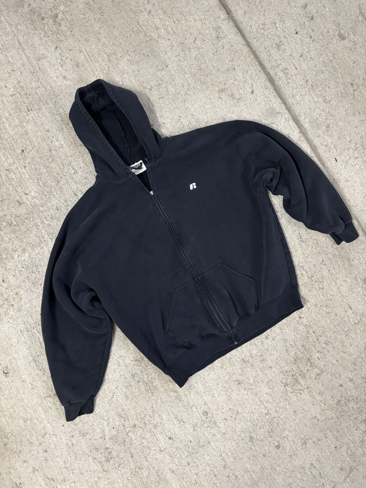 Russell Athletic × Vintage Black Zip up Blank Russell athletic crewneck sweatshirt Size US XL / EU 56 / 4 - 1 Thumbnail