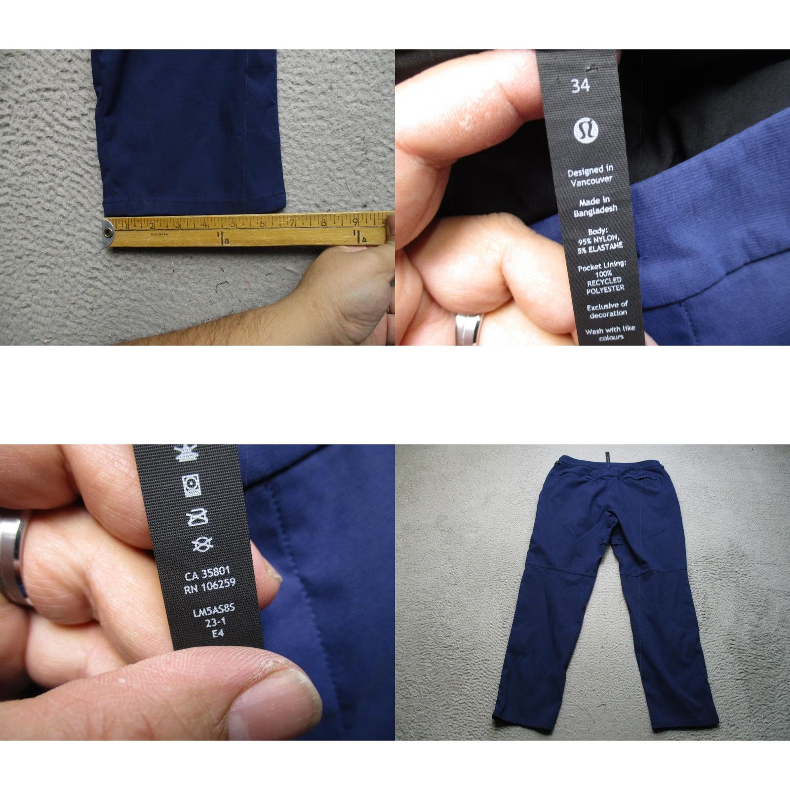 Lululemon Lululemon Commission Pants Mens 34 Blue Stretch Chino Travel Walking LM5A585 Size US 34 / EU 50 - 8 Thumbnail