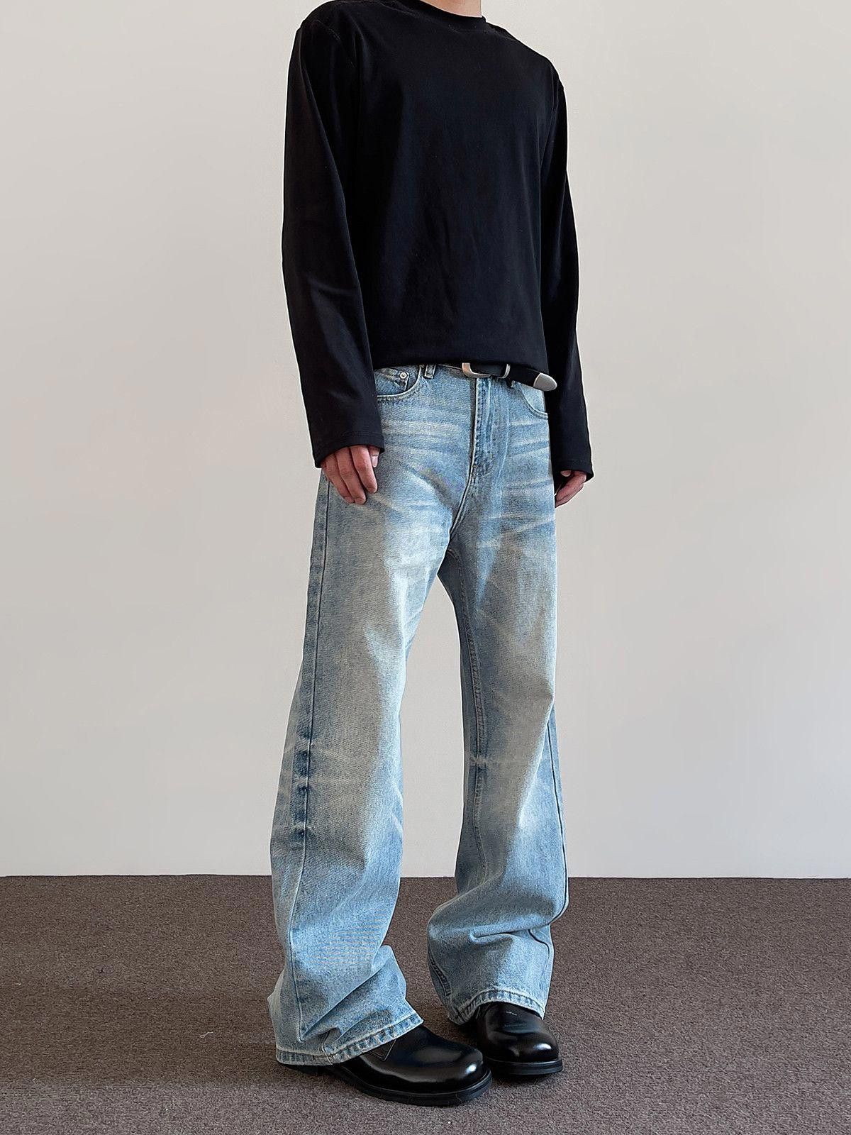 Blue Stacked Flare Jeans