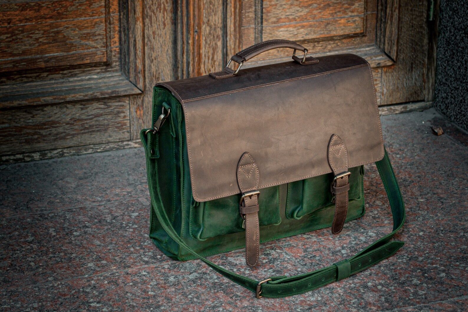 Genuine leather business men's briefcase