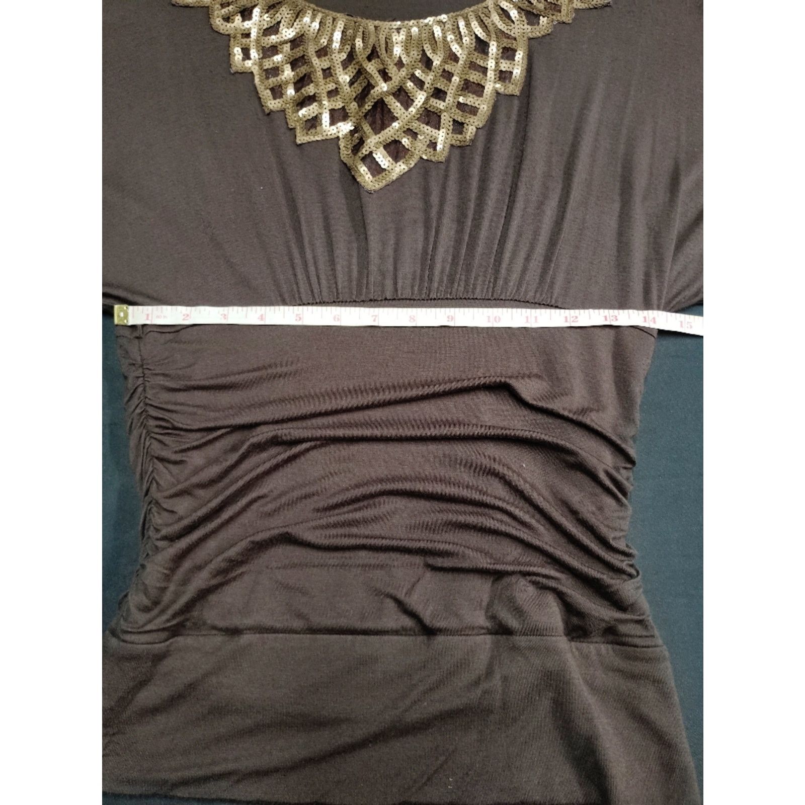 Charlie Constantinou Charming Charlie Brown Short Sleeve with Gold Sequin Neck Size S / US 4 / IT 40 - 5 Thumbnail