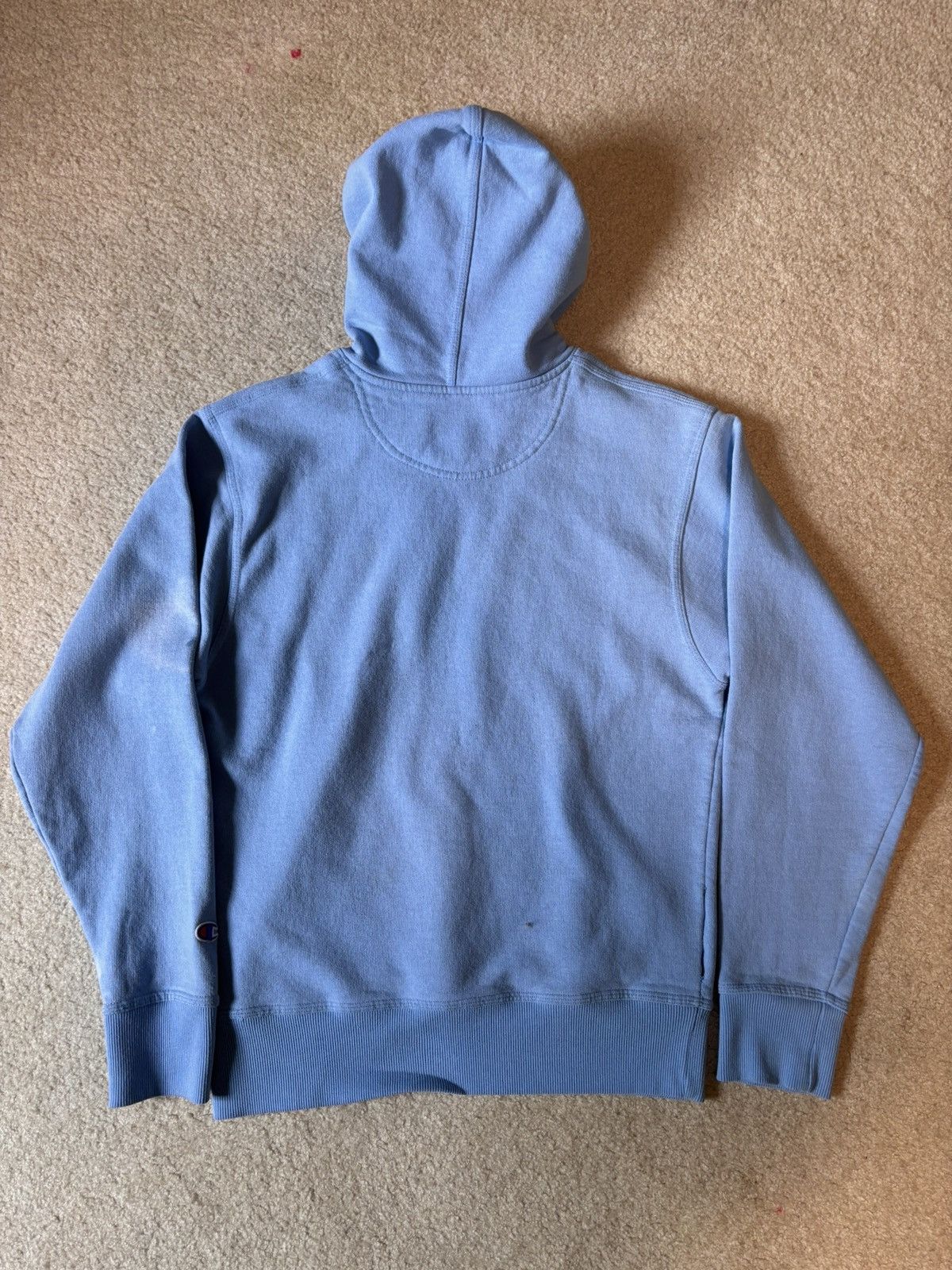 Champion × Vintage Champion Light Blue Hooded Pullover Sweatshirt Mens Small Size US S / EU 44-46 / 1 - 2 Thumbnail