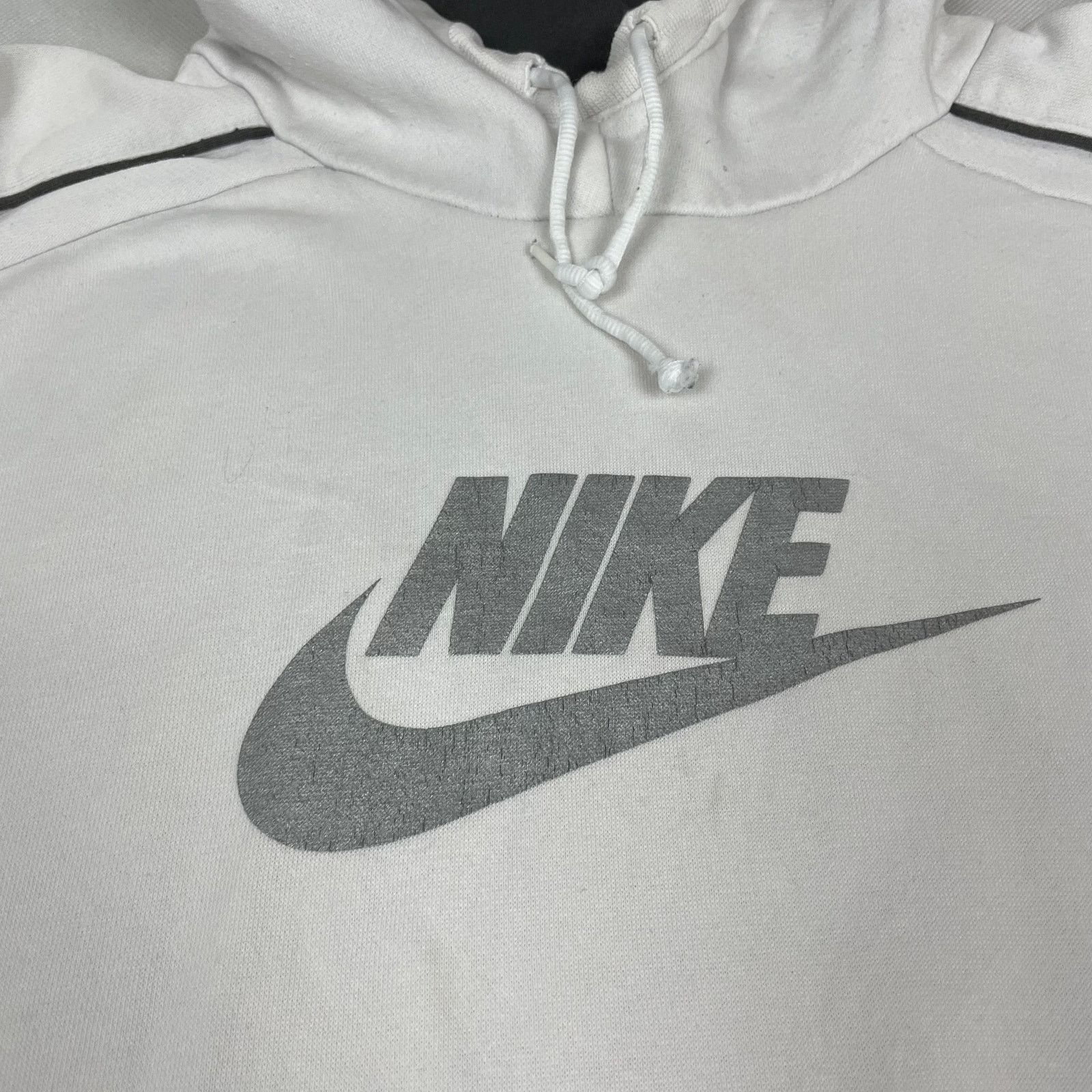 Nike × Vintage Nike Spellout Men's White Fleece Lined Pullover Hoodie XXL Size US XXL / EU 58 / 5 - 3 Thumbnail