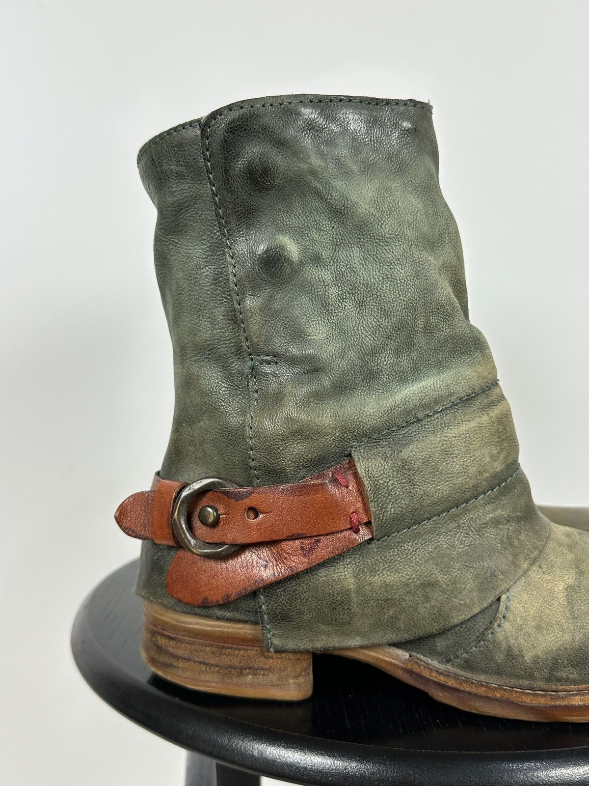 A.S.98 A.S.98. Airstep Leather Biker Ankle Buckle Strap Boots Size US 6 / IT 36 - 14 Thumbnail