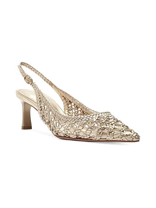 Alexandre Birman os11x1225 Jane Tresse 60MM Metallic Slingback Pumps Size US 8 / IT 38 - 2 Thumbnail