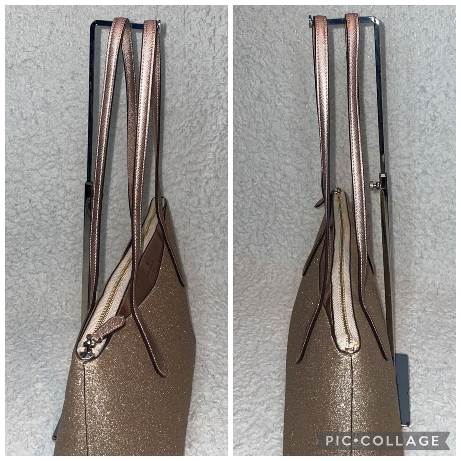 Kate Spade Kate Spade Rose Gold Glitter Zip Tote Bag Size ONE SIZE - 6 Thumbnail