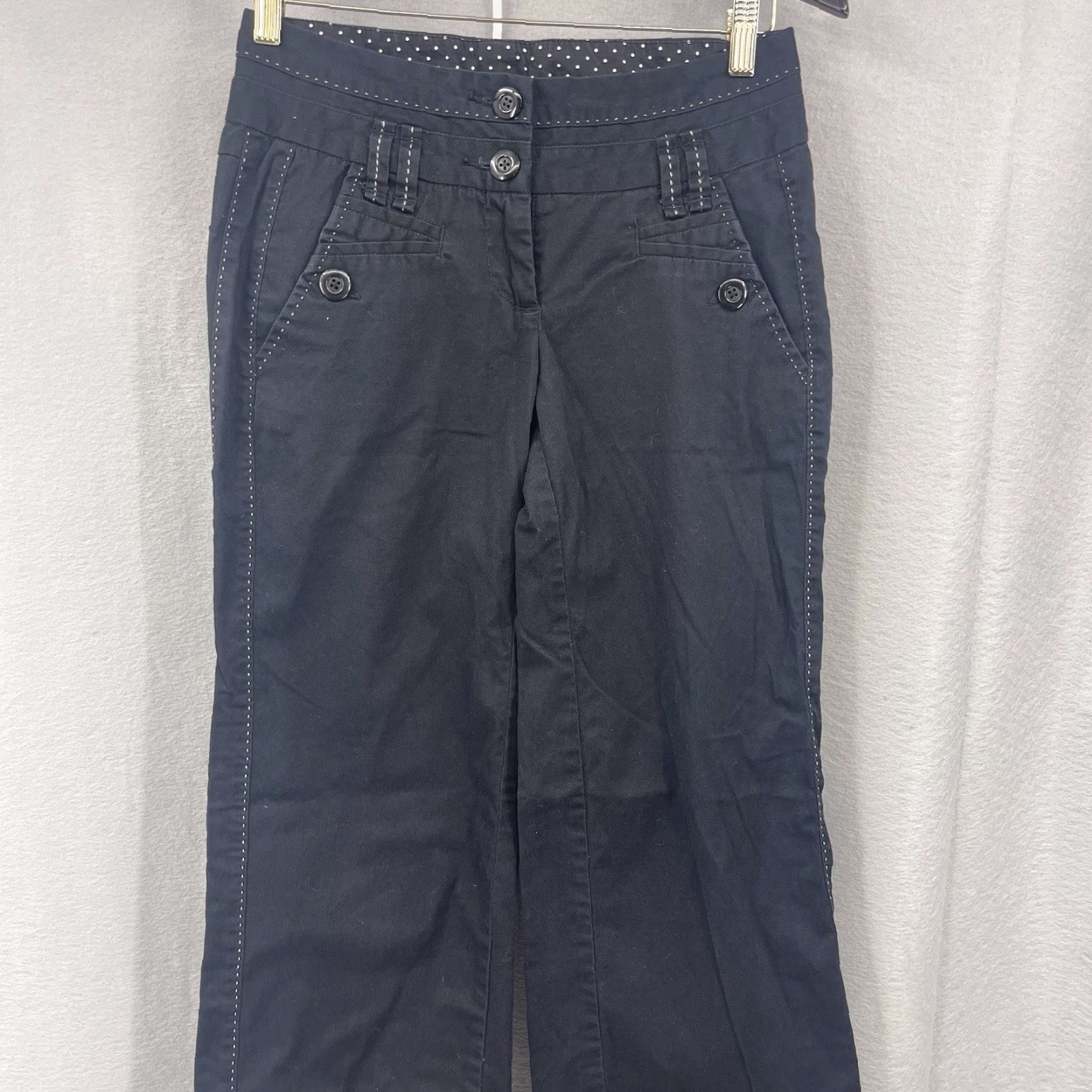 Anthropologie VINTAGE Anthropologie Elevenses Wide Leg Pants Womens 0 Black Twill Business y2k Retro Size 25" / US 0 / IT 36 - 3 Thumbnail