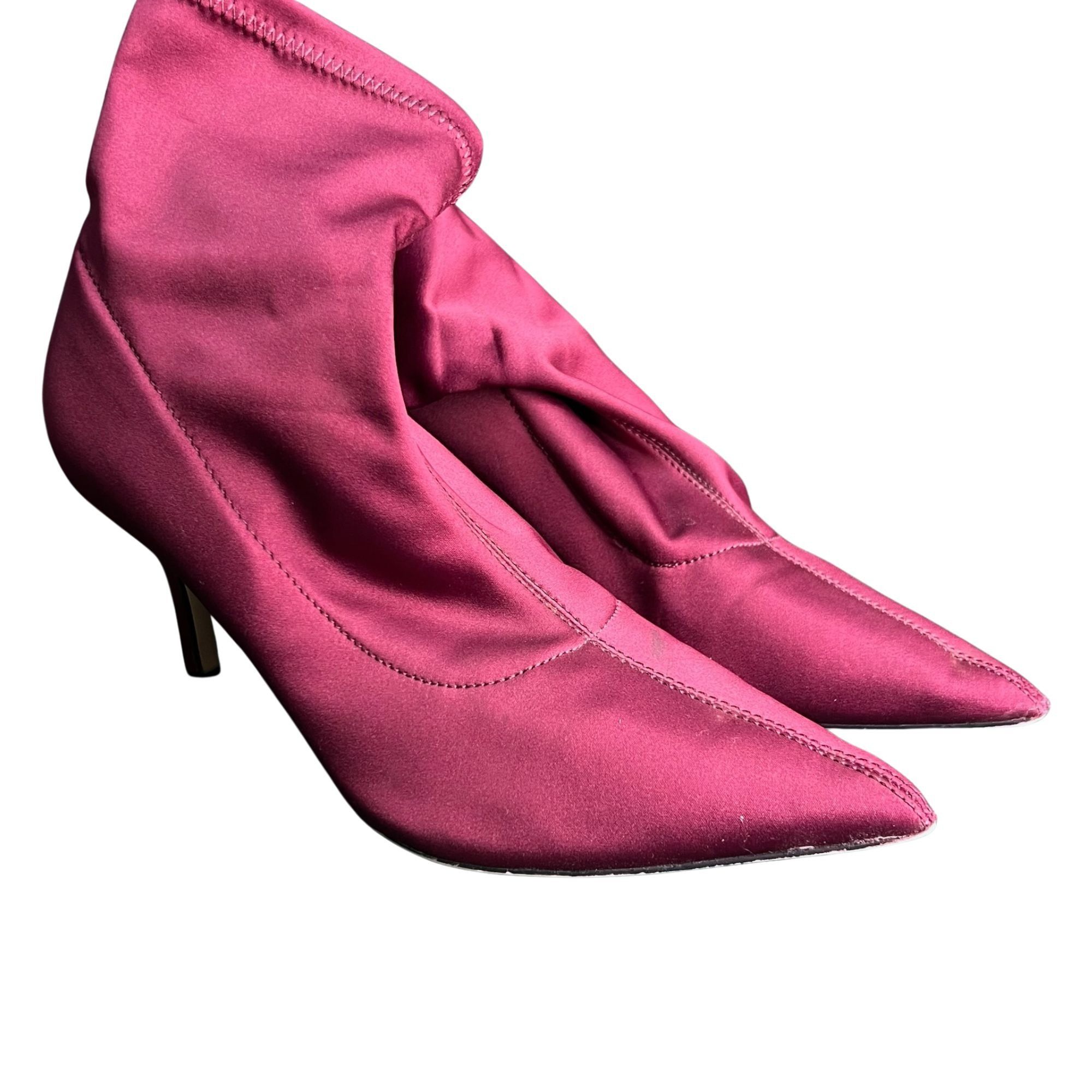 Zara Zara Hot Pink Satin Ankle Boots Size 7.5 Pointed Toe Stilett Size US 7.5 / IT 37.5 - 3 Thumbnail