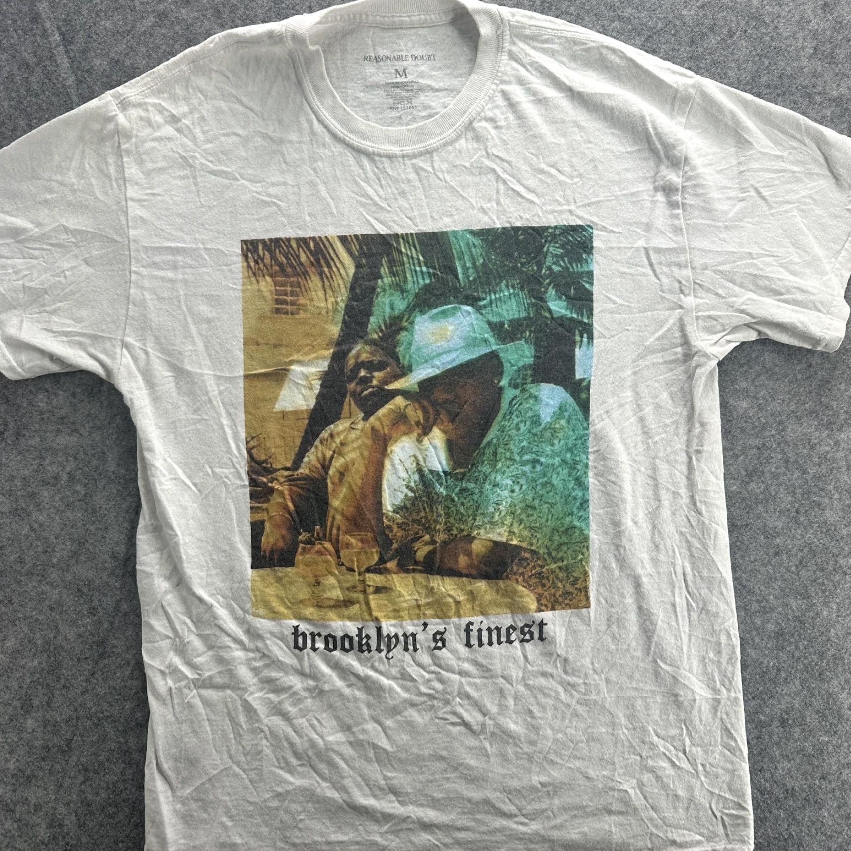 Vintage Reasonable Doubt Brooklyn's Finest Men’s Medium T-Shirt Hip Hop Graphic Tee White Rap Music 2000s Size US M / EU 48-50 / 2 - 2 Thumbnail