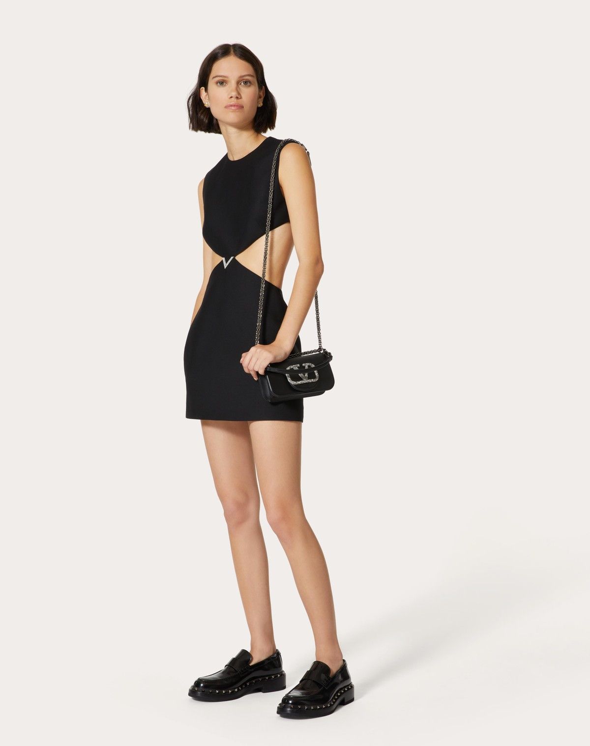 Valentino o1s1wg110525 Crepe Couture Short Dress in Black Size M / US 6-8 / IT 42-44 - 3 Thumbnail
