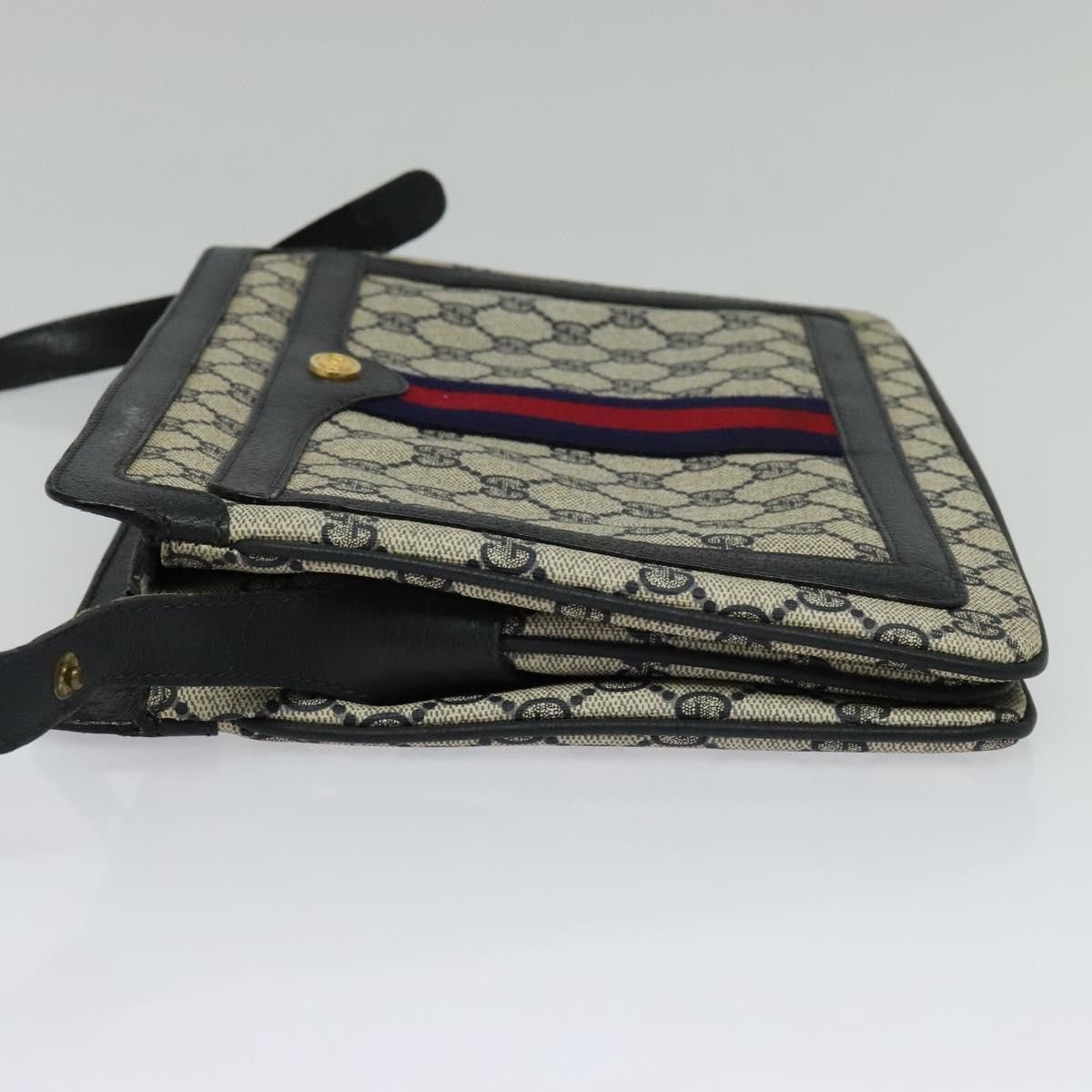 Gucci GUCCI GG Supreme Sherry Line Shoulder Bag Pvc Navy Gold 41 Size ONE SIZE - 4 Thumbnail