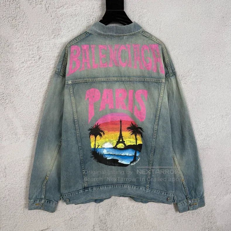 Balenciaga Balenciaga Light Wash Denim Palm Tree Distressed Denim Jac Size US XS / EU 42 / 0 - 2 Thumbnail