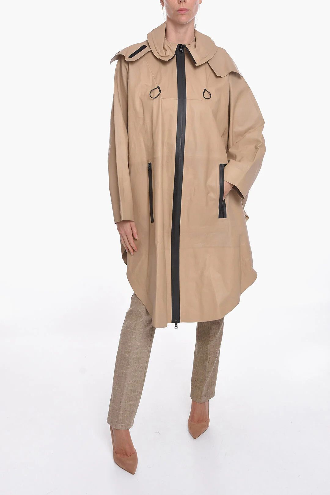Bottega Veneta og1mm0426 Leather Raincoat in Beige Size S / US 4 / IT 40 - 4 Thumbnail
