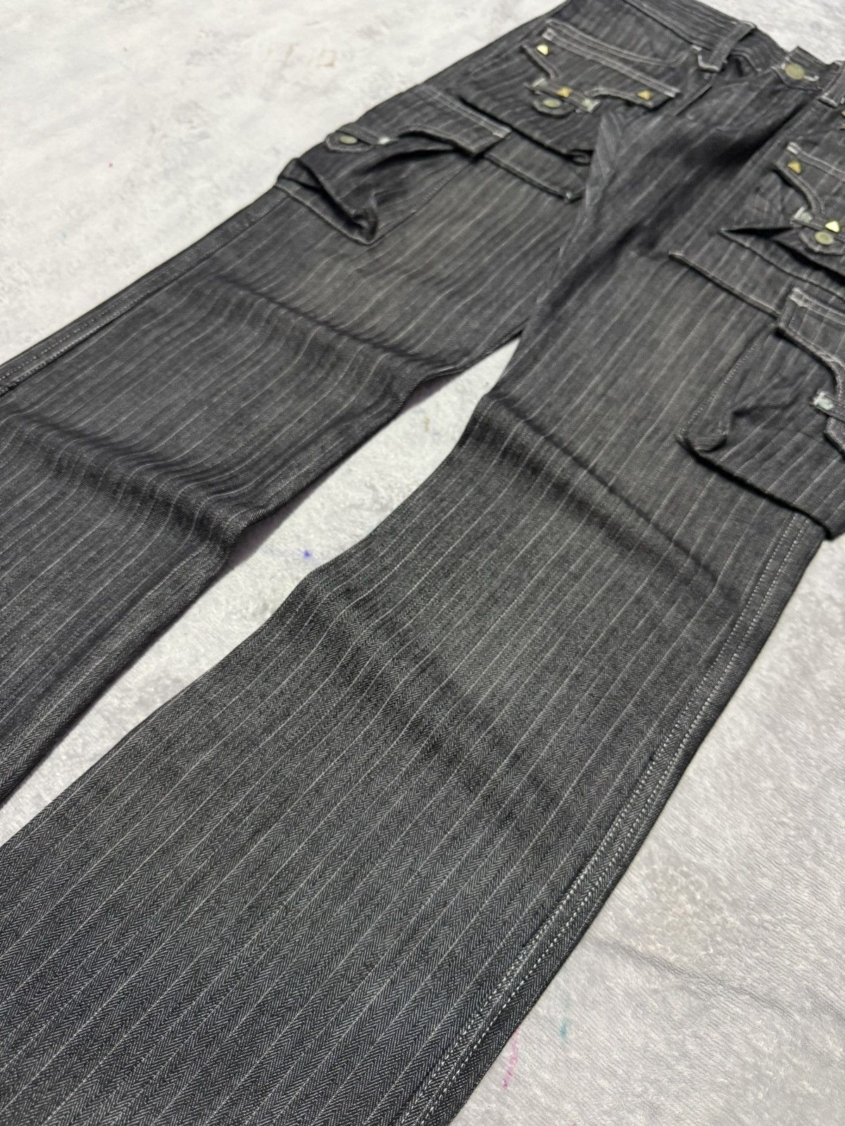 Tornado Mart Japan Studded Herringbone Cargo Flared Jeans