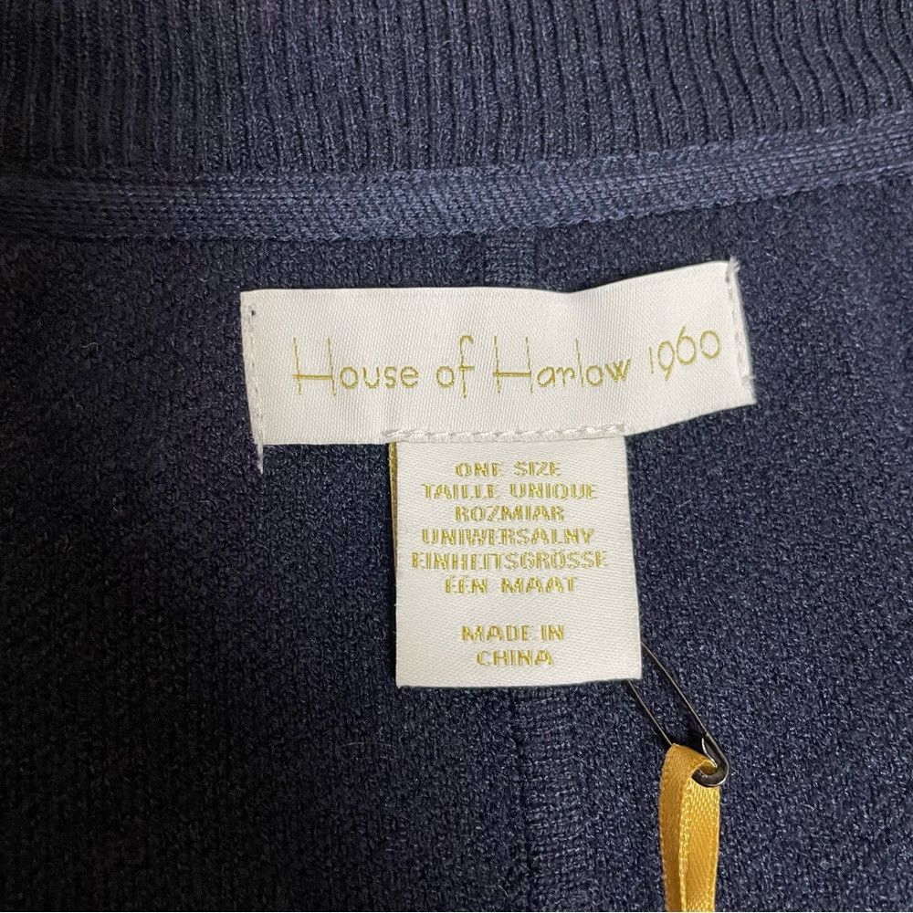 House of Harlow NWT New House of Harlow 1960 Poncho V-Neck Navy Sweater One Size ONE SIZE - 9 Thumbnail