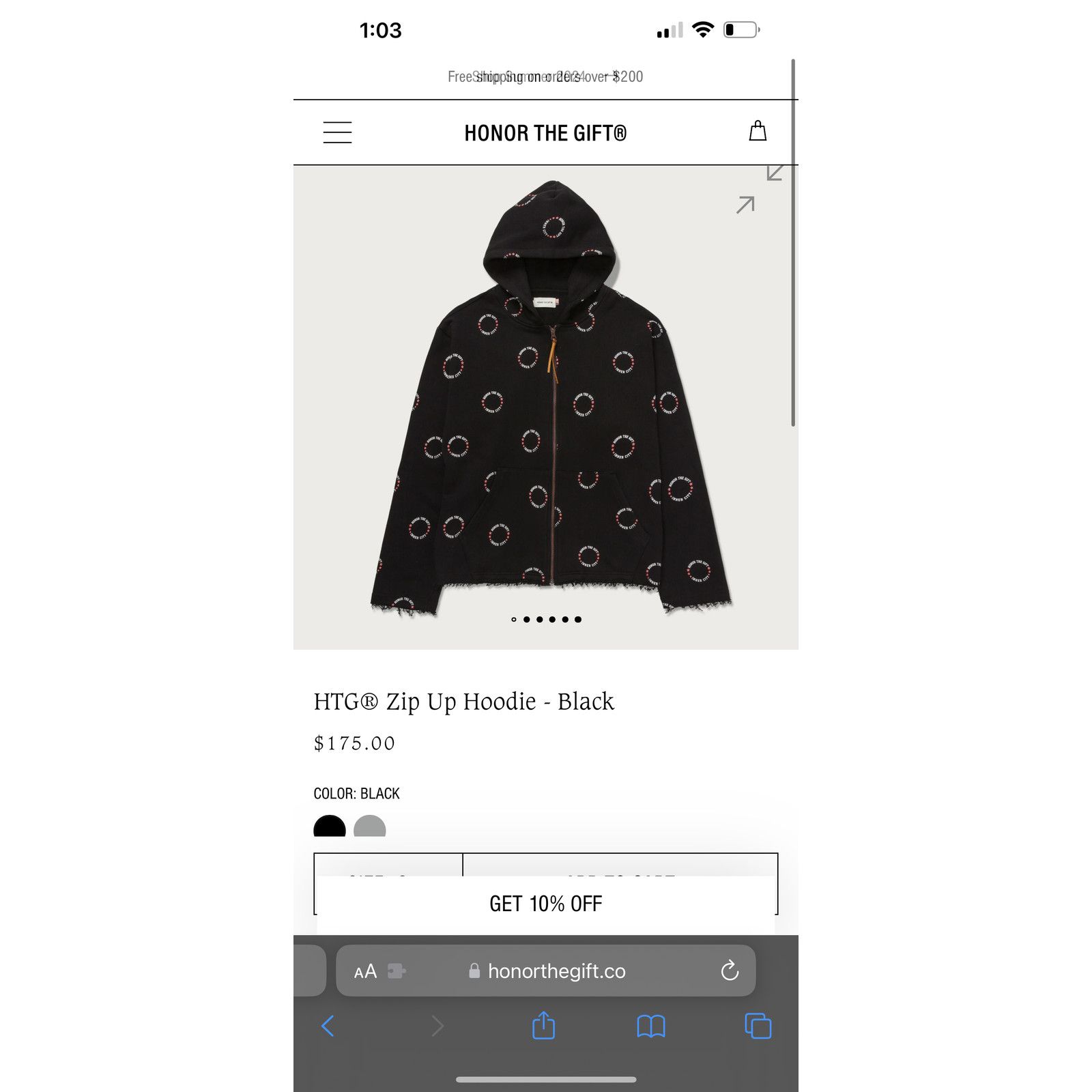 Honor the Gift Honor The Gift HTG Zip Up Hoodie Black Size Large New Size US L / EU 52-54 / 3 - 3 Thumbnail