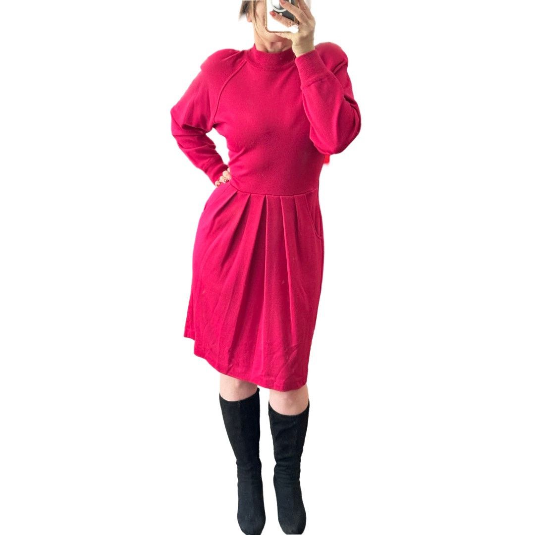 Liz Claiborne Liz Claiborne Pink Wool Blend Pleated Dress With Pockets Size L / US 10 / IT 46 - 1 Thumbnail