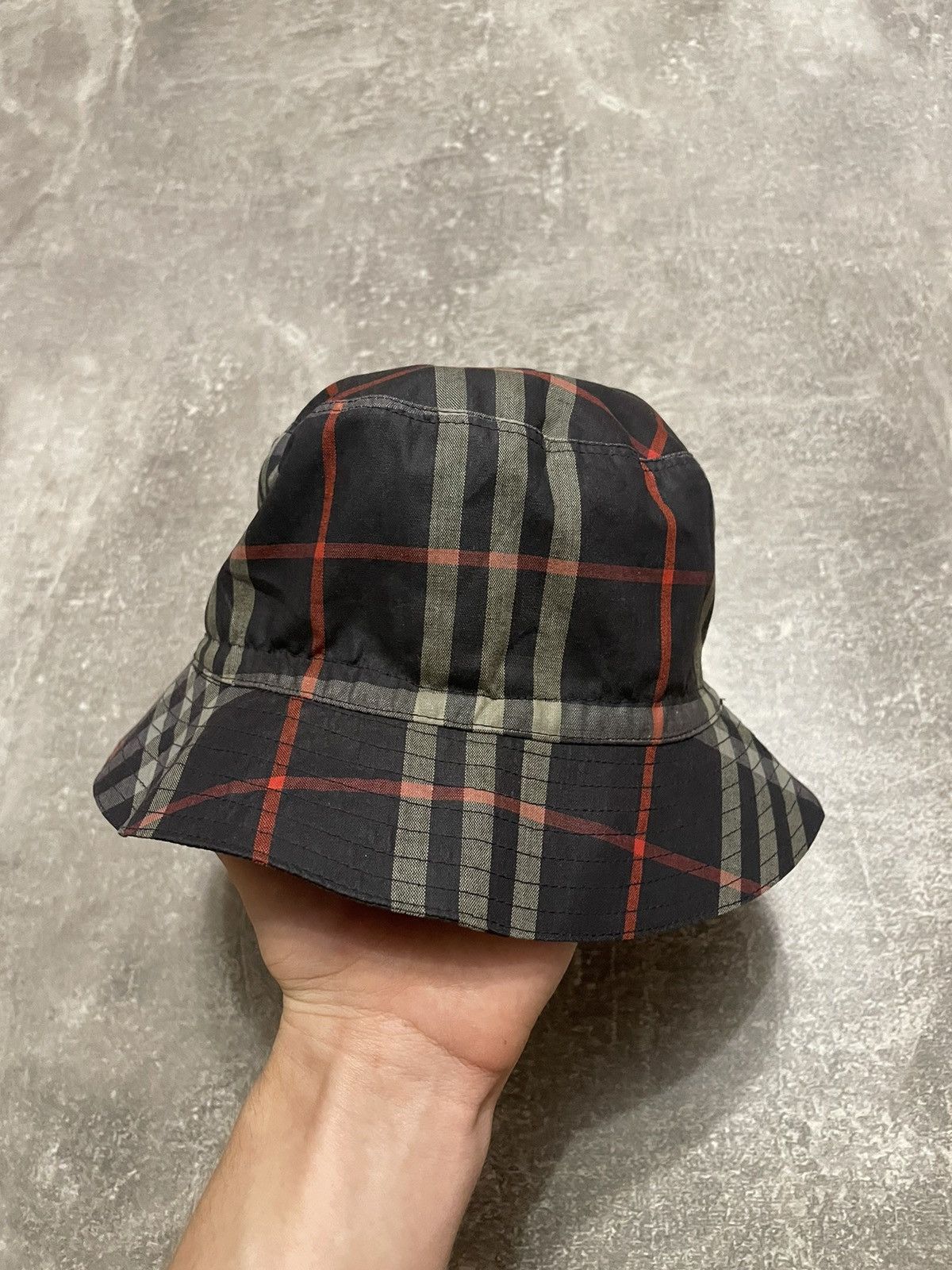 Vintage Burberrys logo bucket hat cotton panama