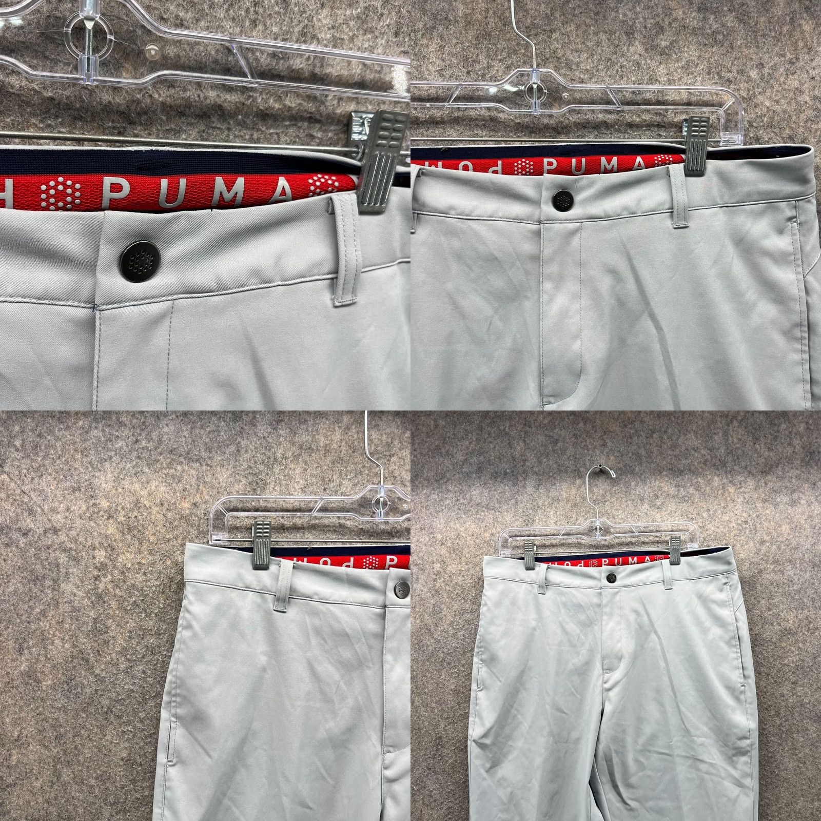 Puma VINTAGE Puma Pants Men 33x32 Gray Chino Pleated Athletic Golf Trousers Knit Pants Regular Straight Front Button Pockets Size 33 Mens Size US 33 - 8 Thumbnail