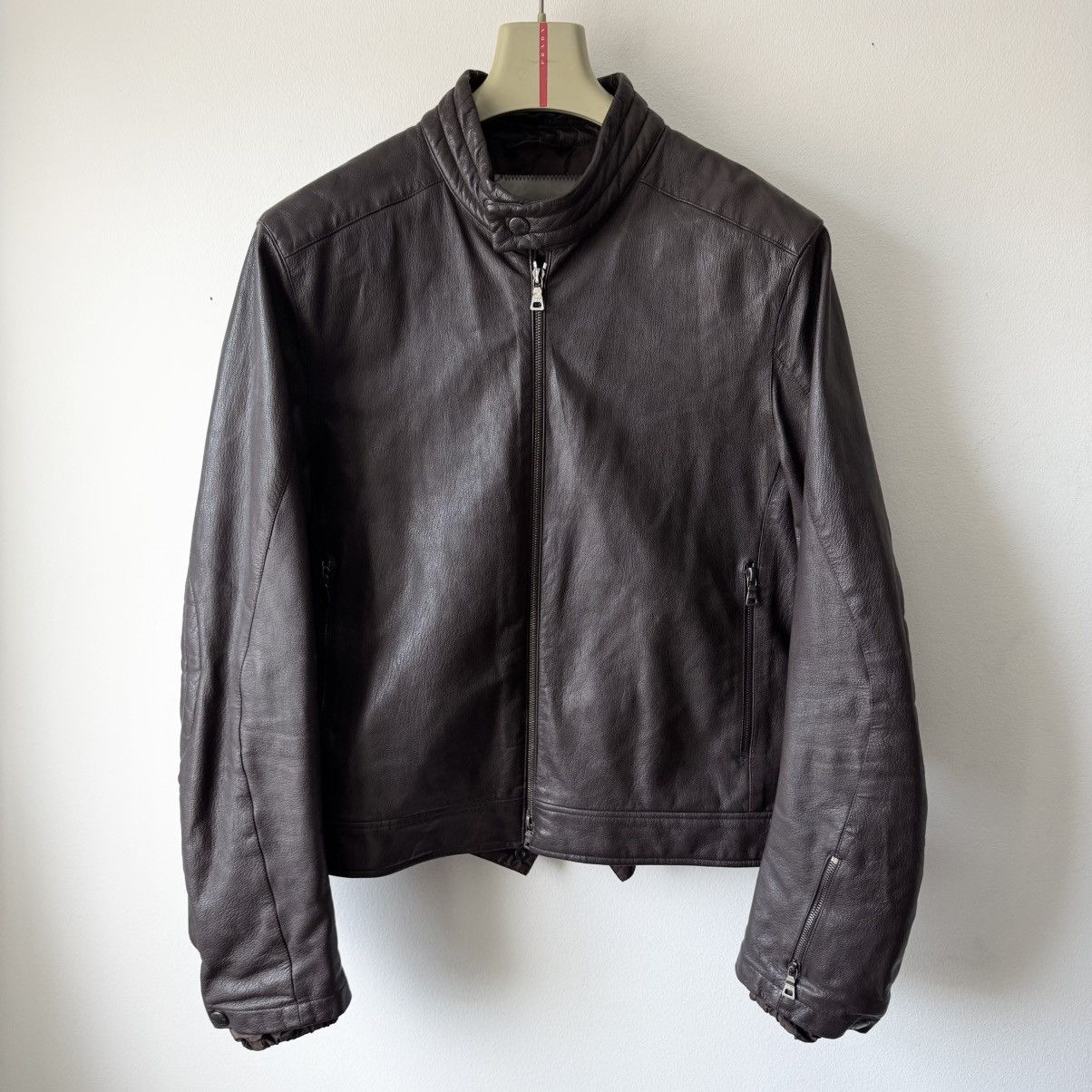 Prada Prada Linea Rossa SS2001 Brown Café Racer Leather Jacket Size US M / EU 48-50 / 2 - 1 Thumbnail