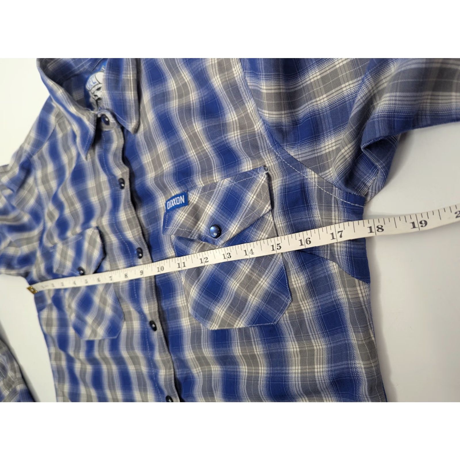 CO Dixxon Shirt Women's S Blue Button-Up Plaid Bamboo Satin Pearl Snap Long Sleeve Size S / US 4 / IT 40 - 6 Thumbnail