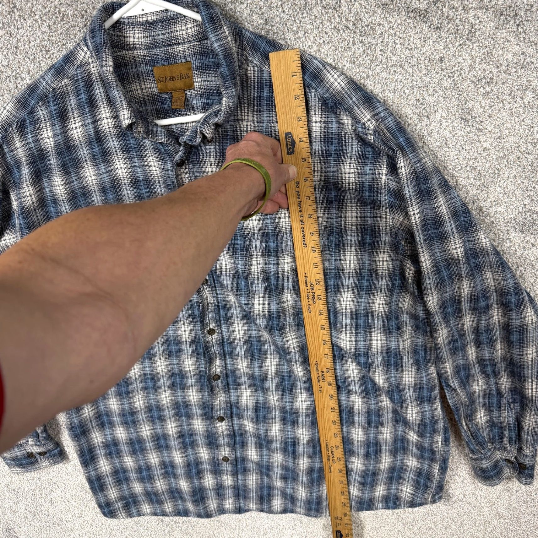 Vintage St. John's Bay Flannel Button Up Shirt Mens 2XLT Blue White Plaid Grunge Academia Size US XXL / EU 58 / 5 - 2 Thumbnail