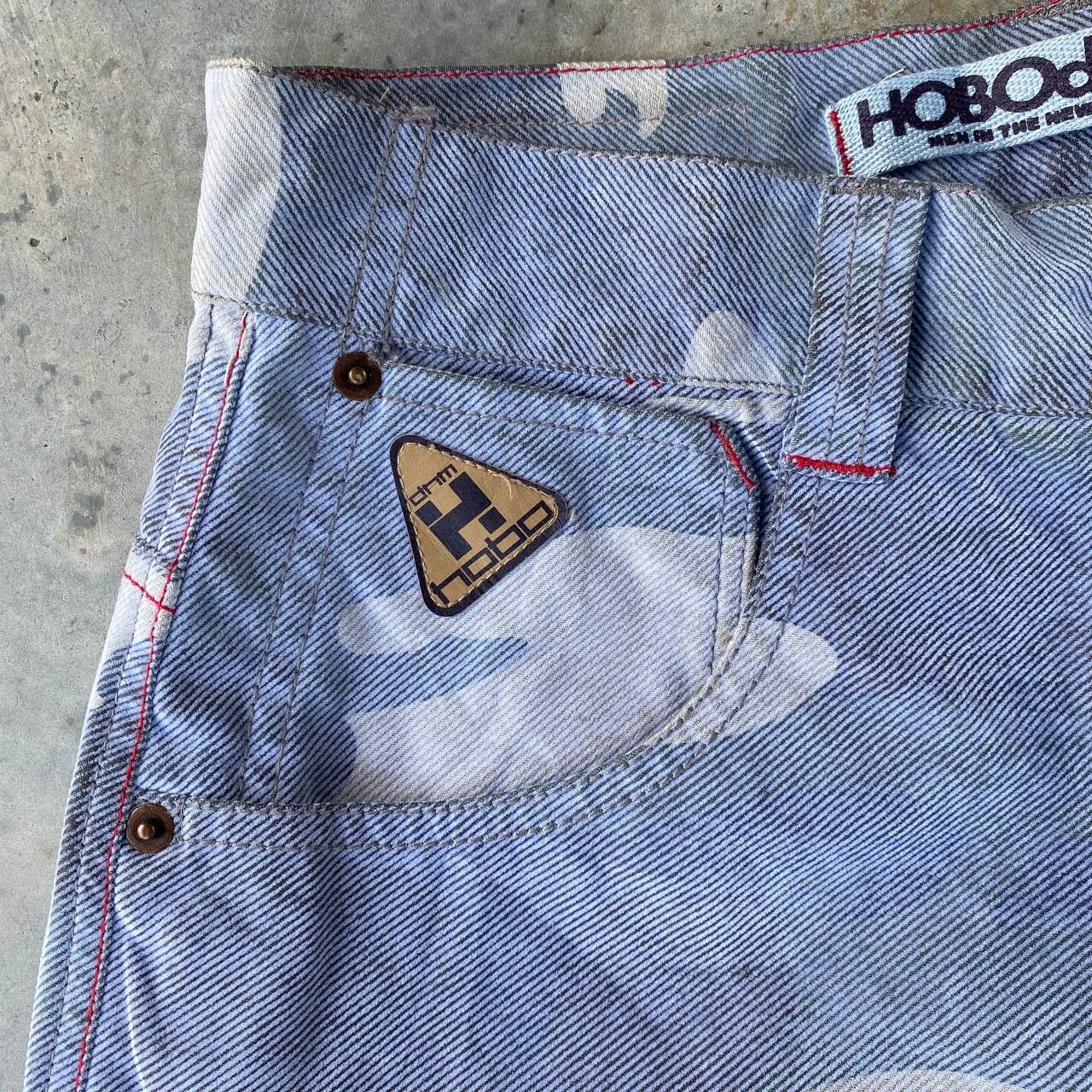 Hobo HOBO DENIM Vintage 90s Wide Leg Blue Camo Skate Pants Baggy Size US 30 / EU 46 - 8 Thumbnail