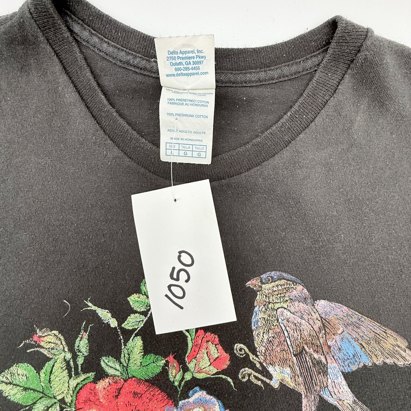 Delta Delta Floral Skull Bird Graphic T-Shirt Black Large Size US L / EU 52-54 / 3 - 3 Thumbnail