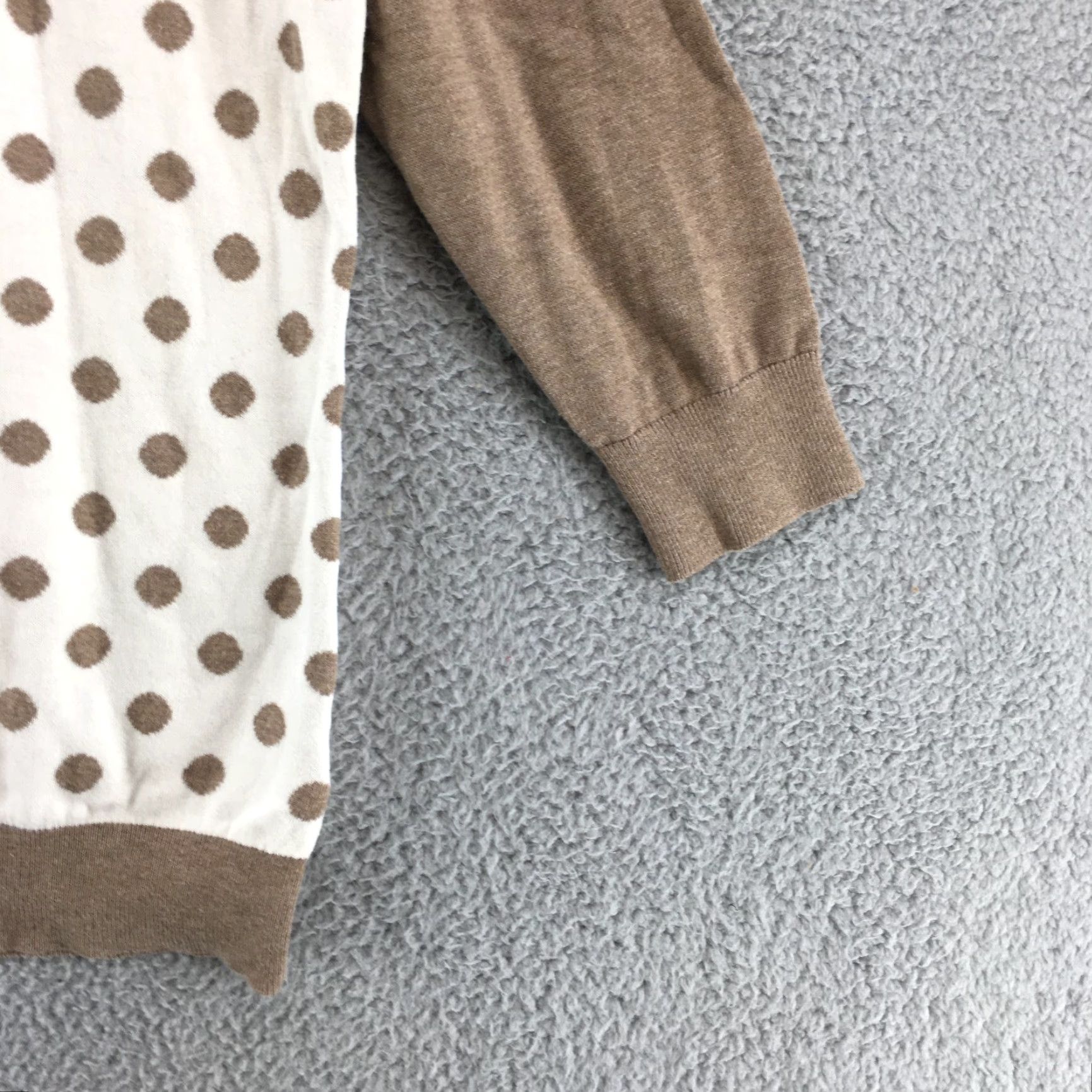 Banana Republic Banana Republic Polka Dot Pullover Sweater Womens L Cotton Blend Beige White Top Size L / US 10 / IT 46 - 3 Thumbnail