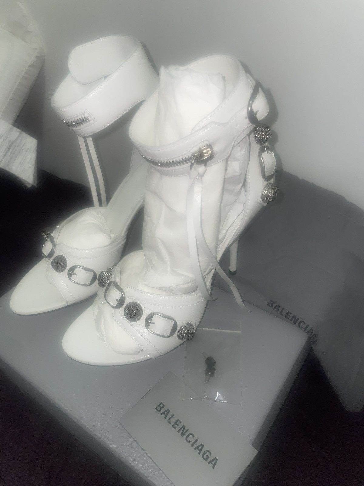Balenciaga BALENCIAGA Women's Cagole 110mm Sandal in Optic White Size US 8 / IT 38 - 1 Thumbnail