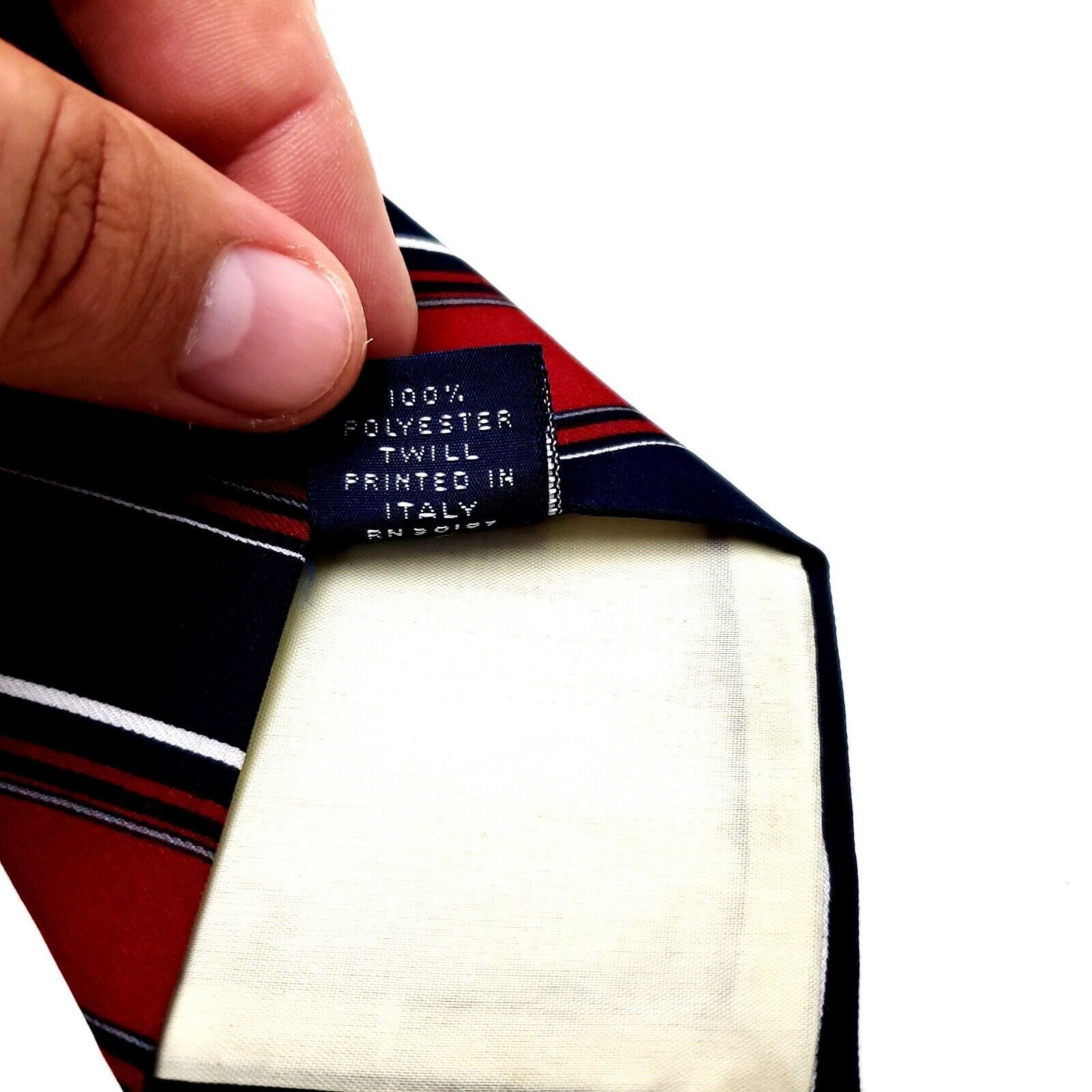 Henry Grethel Henry Grethel Polyester Tie Blue Red Striped Short Size ONE SIZE - 5 Thumbnail