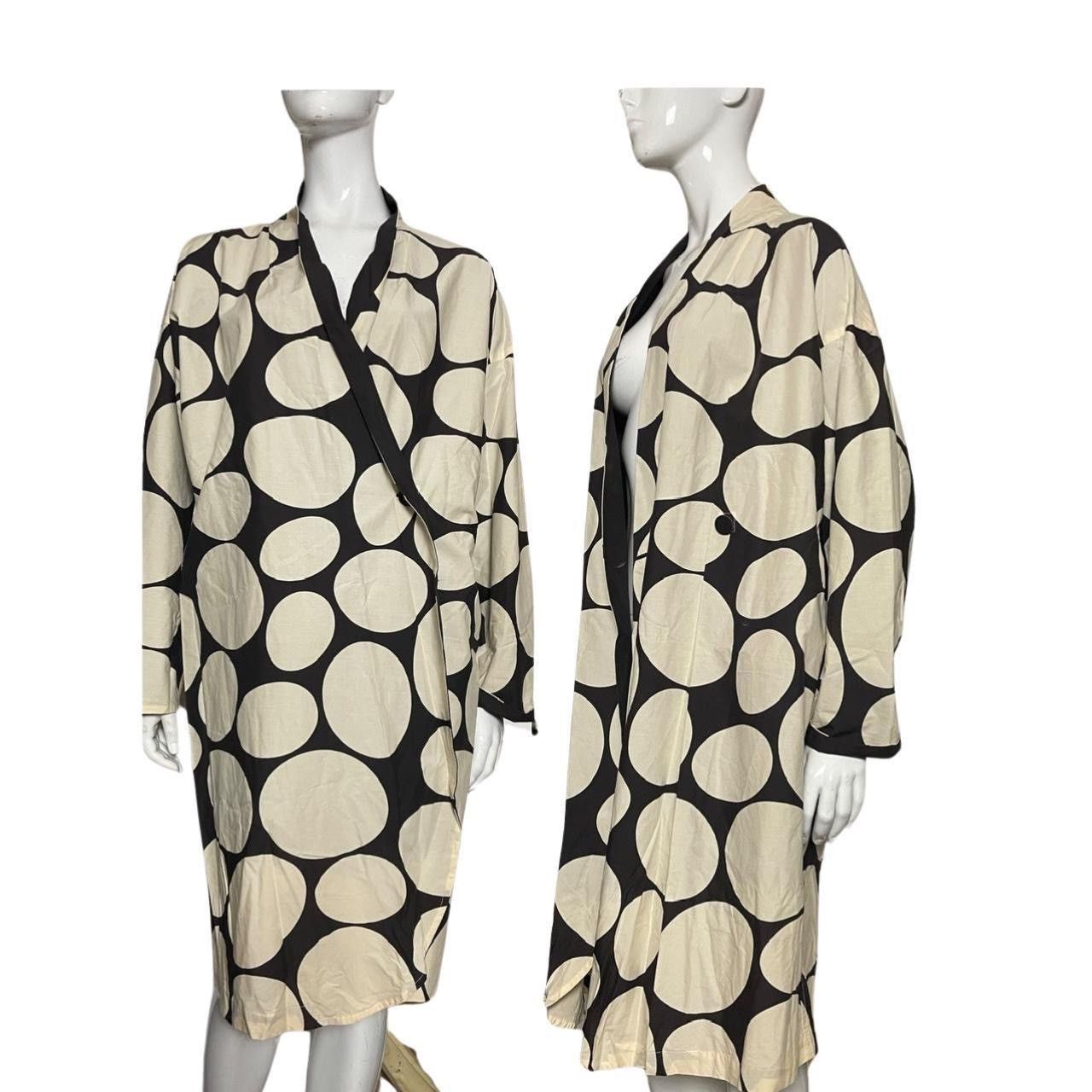 image of Issey Miyake Cotton Black White Cocoon Coat Heart Haat, Women's (Size Medium)