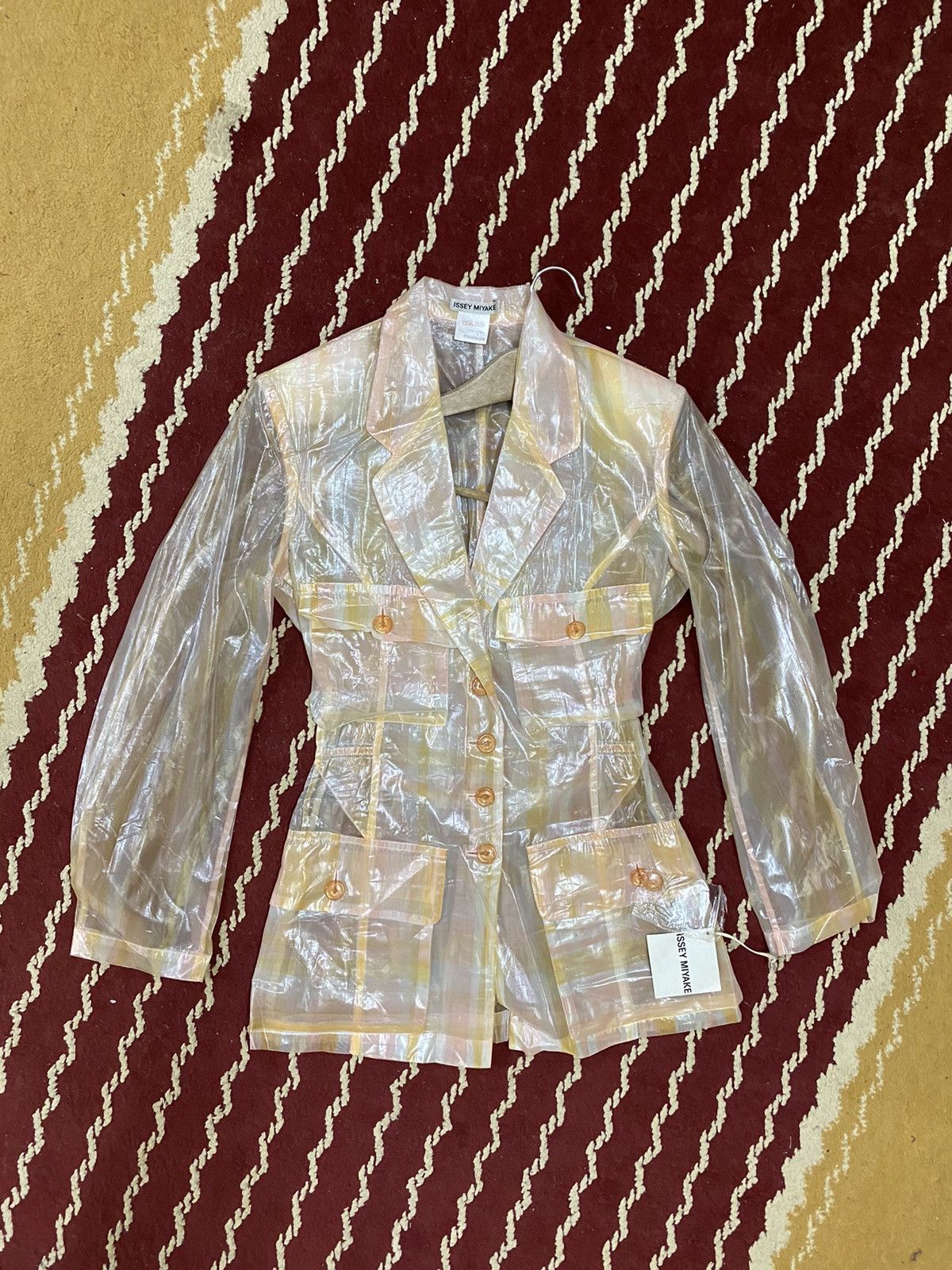 Vintage VINTAGE SS96 ISSEY MIYAKE PLASTIC TRANSPARENT PLAID SHEER Size L / US 10 / IT 46 - 2 Thumbnail
