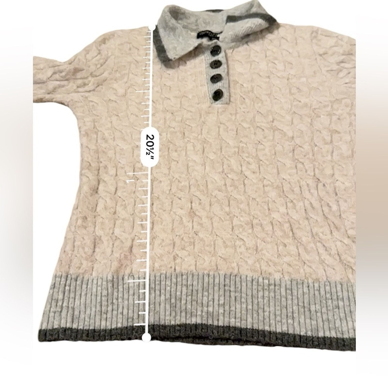 Central Park West RTR Central Park West Bobbie Cream Cable Knit Polo Sweater Size XXS / US 00 / IT 34 - 11 Thumbnail