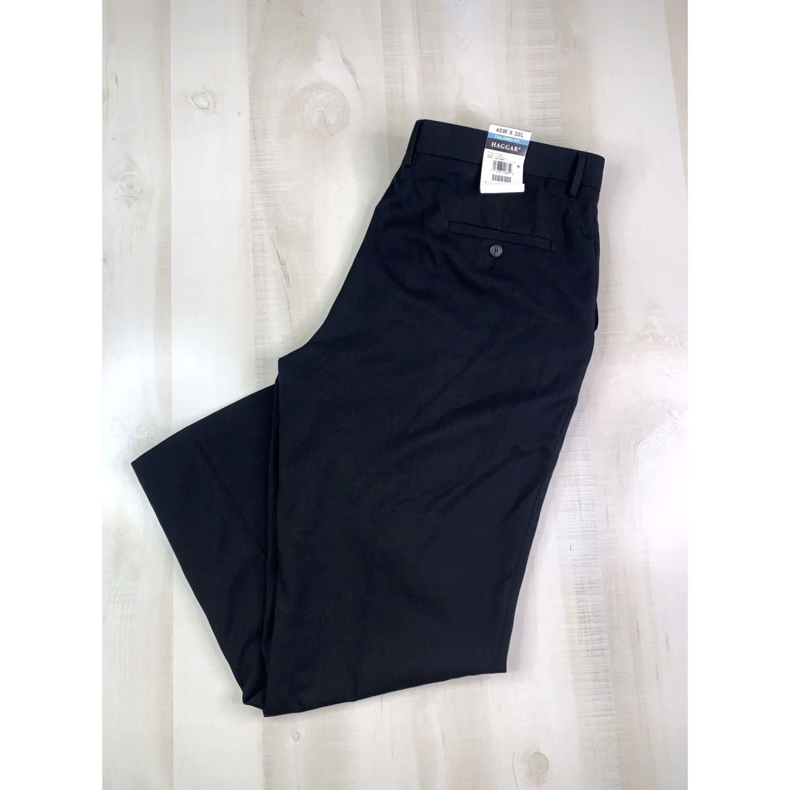 Haggar Haggar Dress Pants Men Black Tailored Fit Straight Leg 40x30 Regular Inseam 30 Solid Heather Size US 40 / EU 56 - 2 Thumbnail