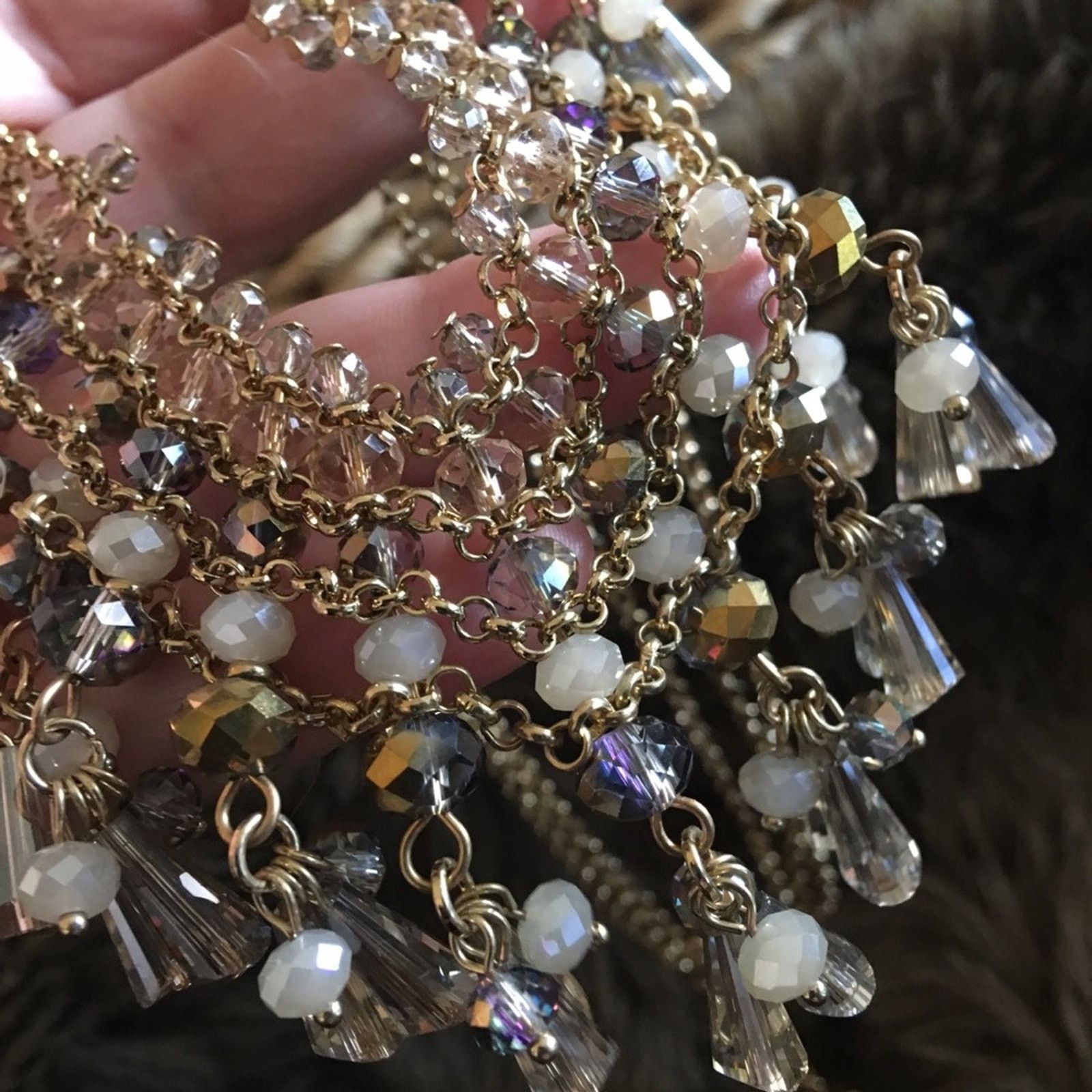 Jewelry Multi tone faceted glass stone bib necklace Size ONE SIZE - 8 Thumbnail