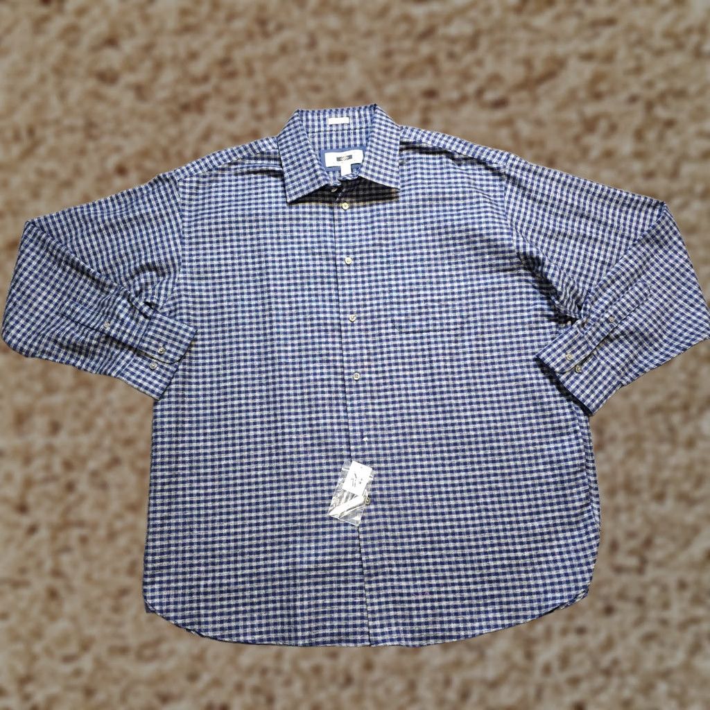 Joseph Abboud Joseph Abboud Shirt Mens 1X Blue Plaid Gingham Flannel Long Sleeve Button Career Shirt Size US XL / EU 56 / 4 - 1 Thumbnail